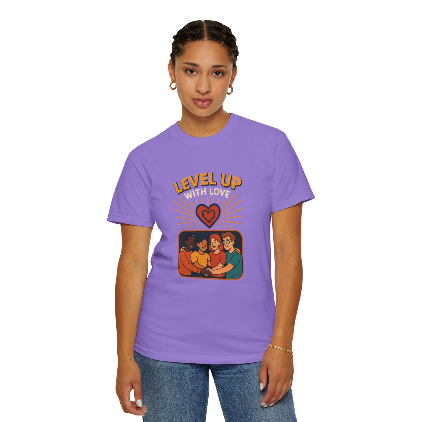 Level Up With Love T-Shirt, Vintage Style Tee, Unisex Casual Wear, Perfect Gift for Friends, Everyday Comfort Shirt