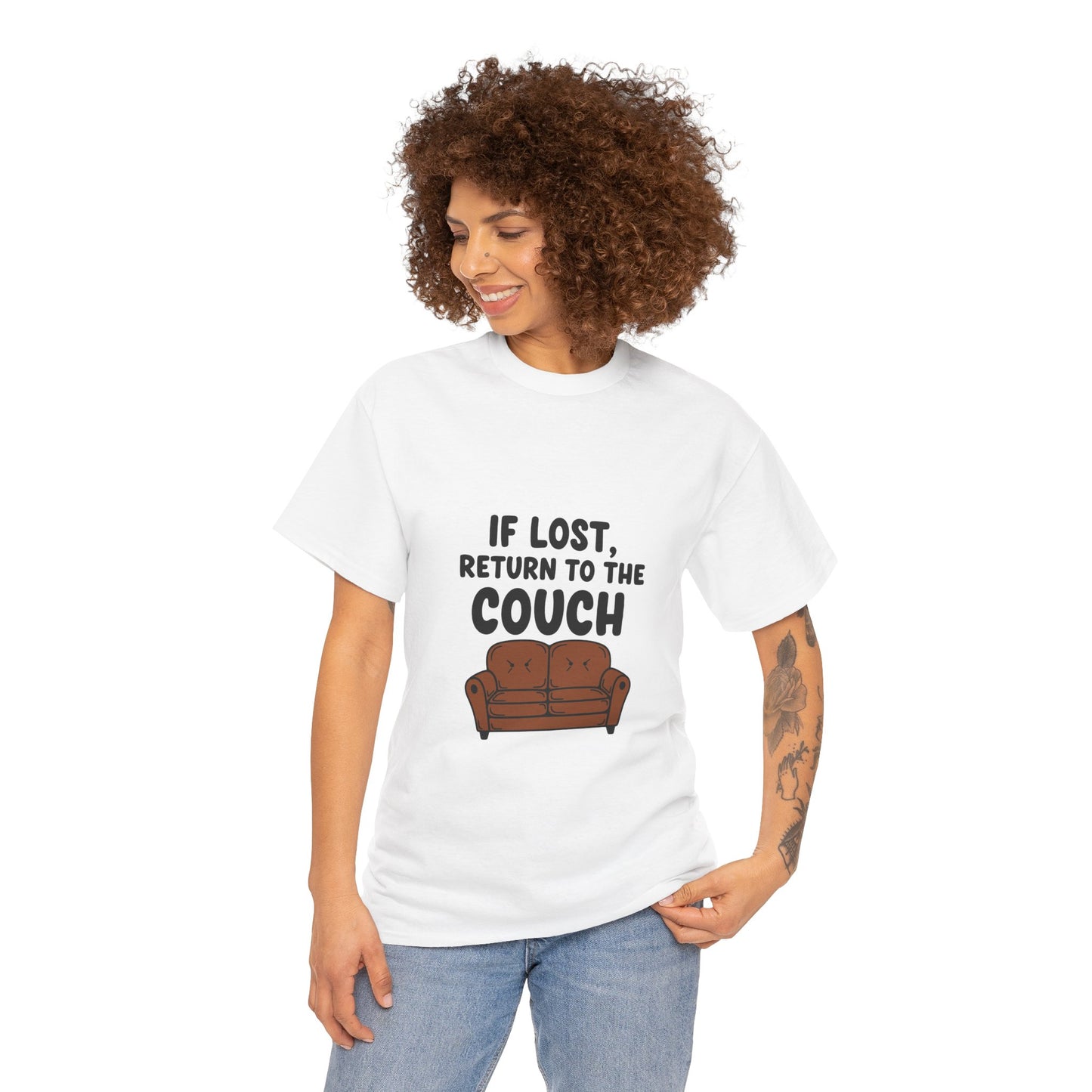 Funny Couch Tee, Unisex Heavy Cotton Tee, Comfort Shirt for Homebodies, Perfect Gift for Couch Lovers, Casual Wear, Quirky Shirt