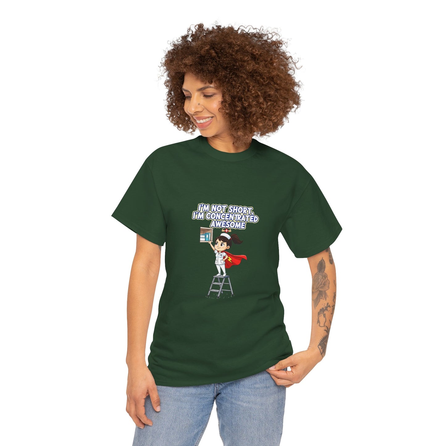 Superhero Motivation Tee - I'm Not Short, I'm Concentrated Awesome! | Unisex Heavy Cotton Shirt, Gift for Nurses, Daily Wear