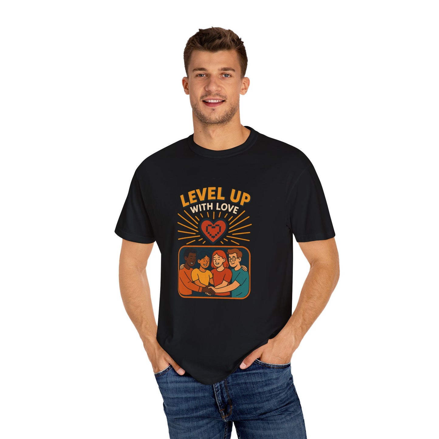 Level Up With Love T-Shirt, Vintage Style Tee, Unisex Casual Wear, Perfect Gift for Friends, Everyday Comfort Shirt