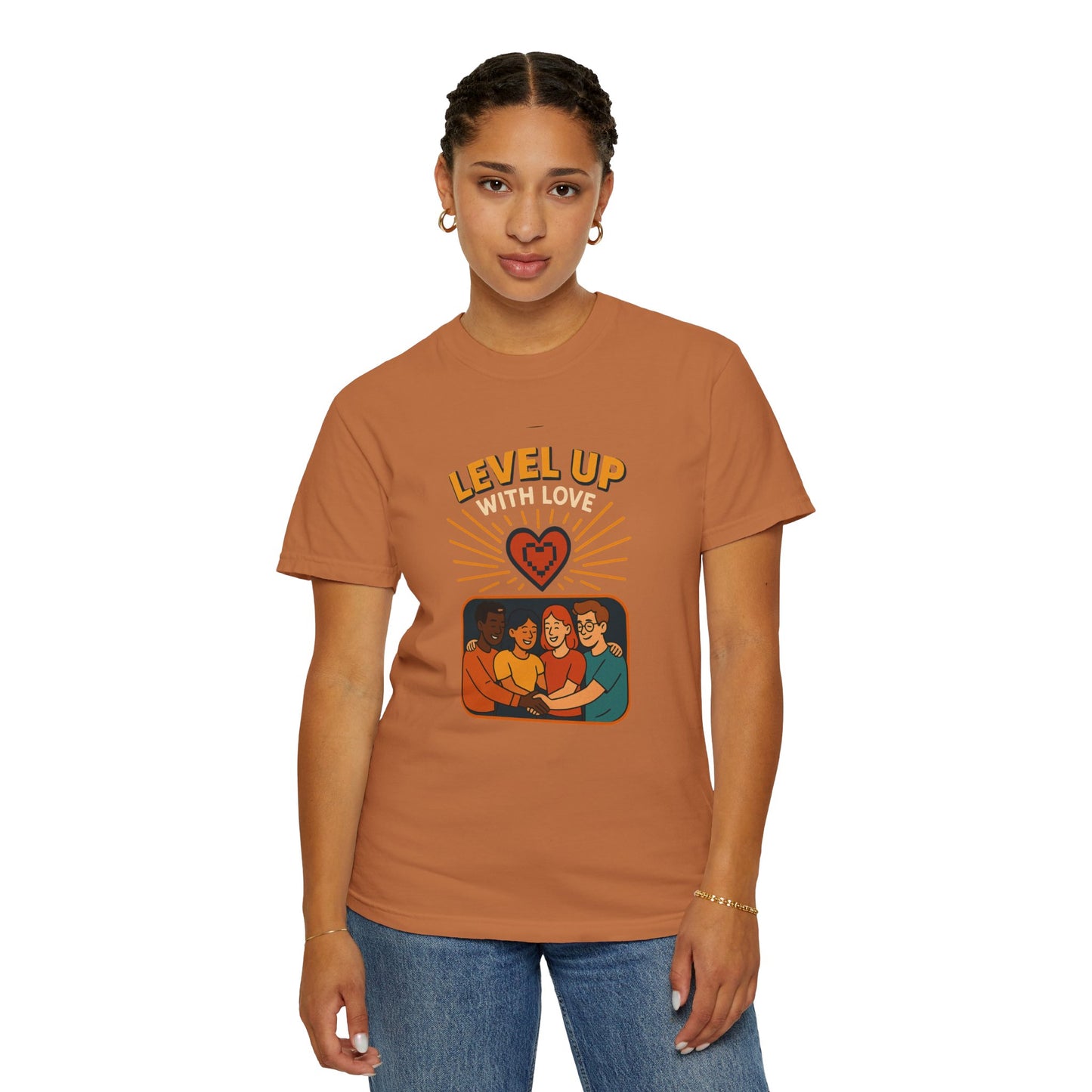 Level Up With Love T-Shirt, Vintage Style Tee, Unisex Casual Wear, Perfect Gift for Friends, Everyday Comfort Shirt