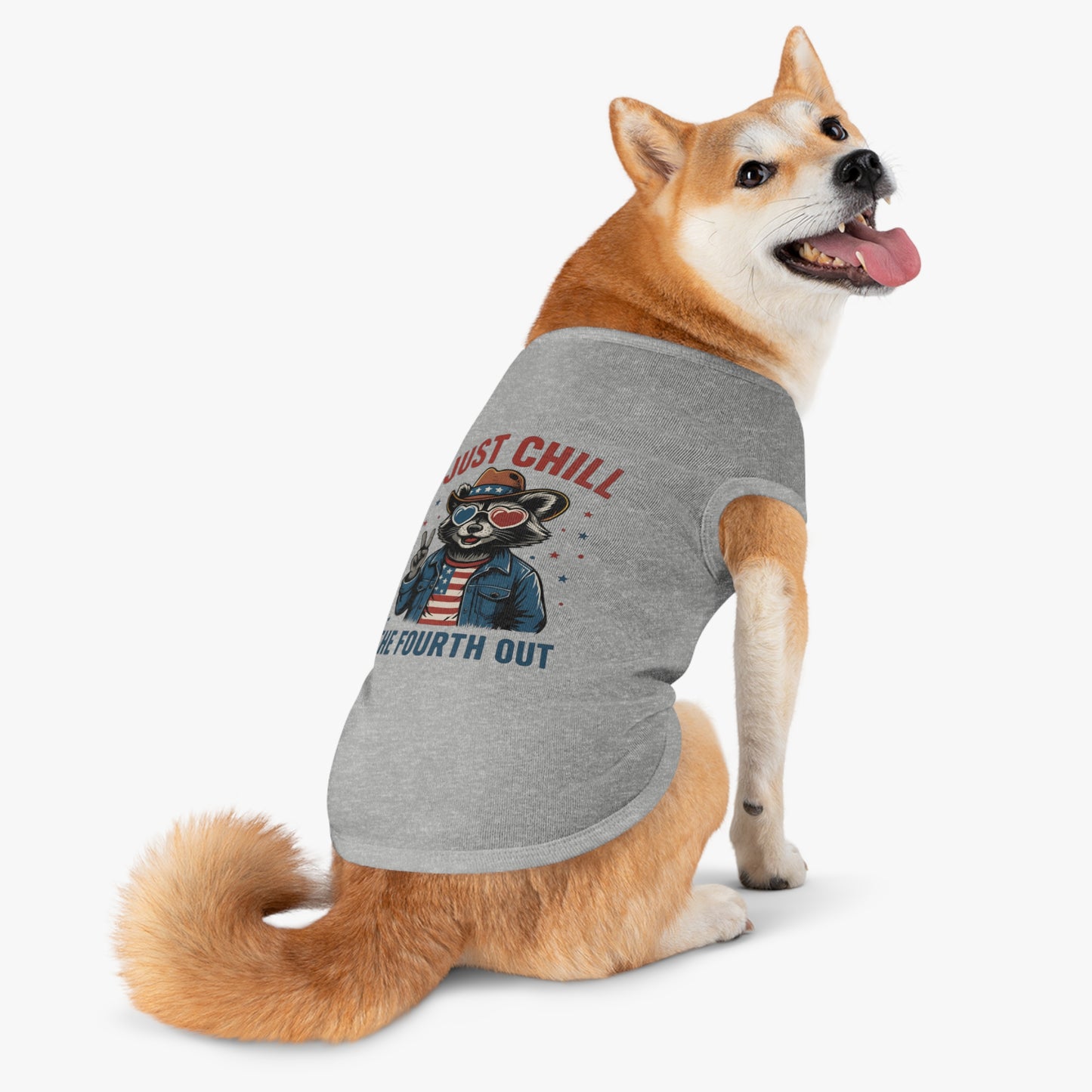 Patriotic Pet Tank Top - Just Chill Fourth of July Dog Shirt, Summer Pet Apparel, Dog Outfit, Holiday Gift for Pets