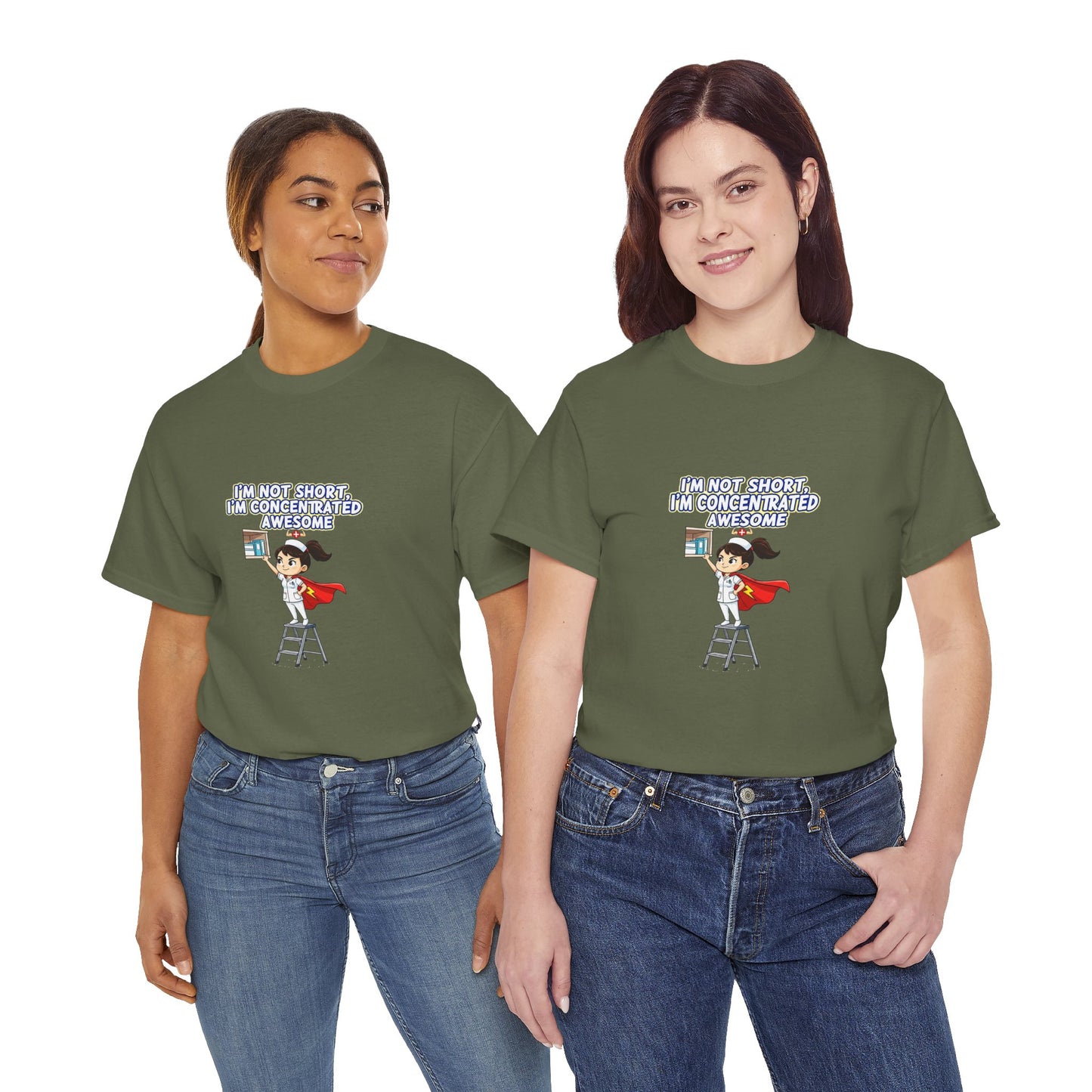 Superhero Motivation Tee - I'm Not Short, I'm Concentrated Awesome! | Unisex Heavy Cotton Shirt, Gift for Nurses, Daily Wear