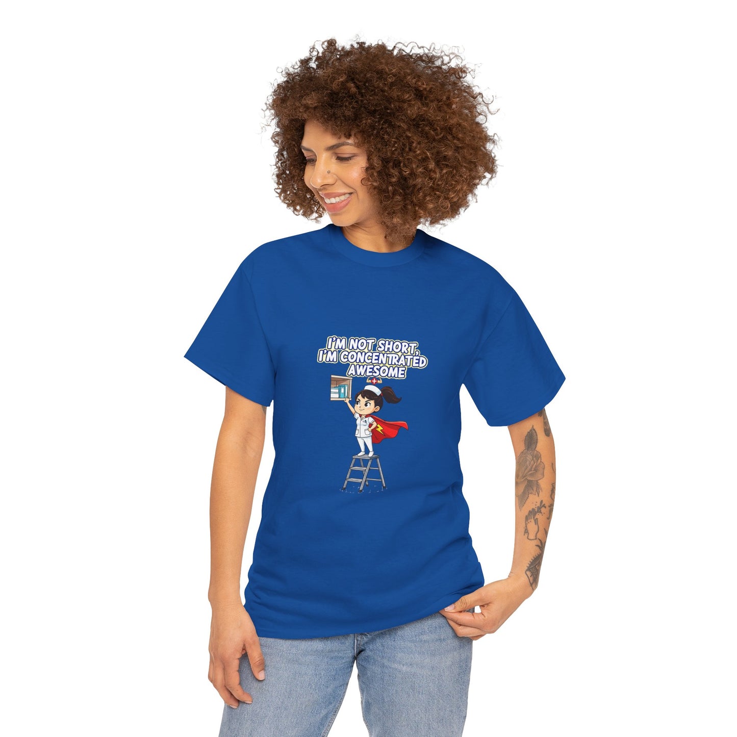 Superhero Motivation Tee - I'm Not Short, I'm Concentrated Awesome! | Unisex Heavy Cotton Shirt, Gift for Nurses, Daily Wear