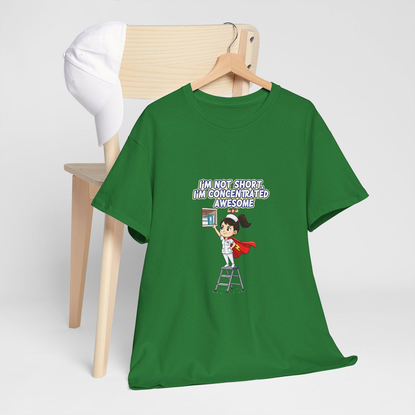 Superhero Motivation Tee - I'm Not Short, I'm Concentrated Awesome! | Unisex Heavy Cotton Shirt, Gift for Nurses, Daily Wear