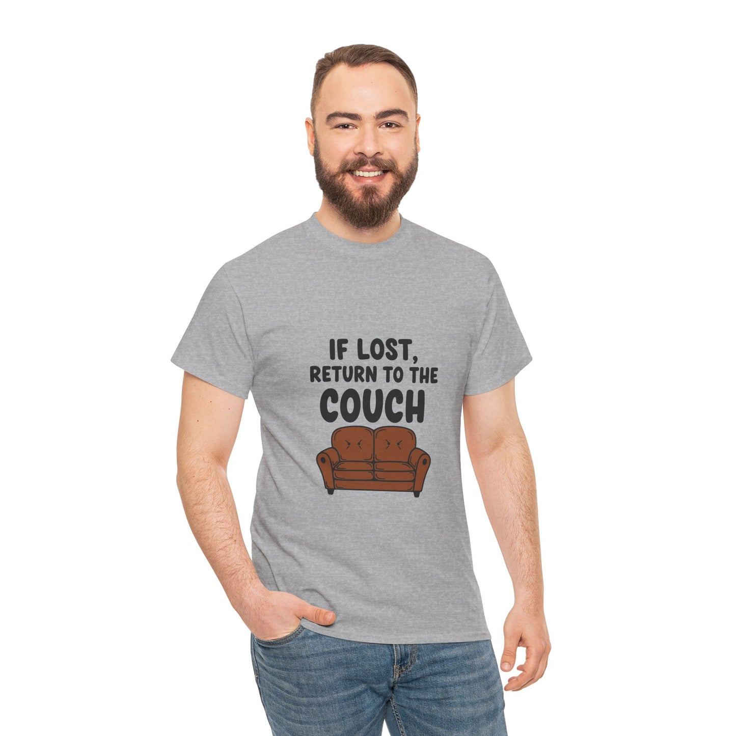 Funny Couch Tee, Unisex Heavy Cotton Tee, Comfort Shirt for Homebodies, Perfect Gift for Couch Lovers, Casual Wear, Quirky Shirt