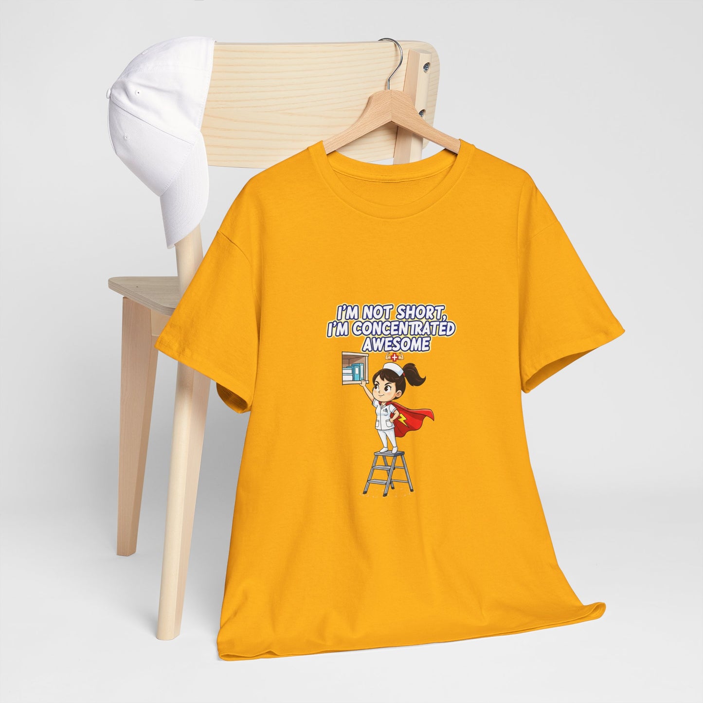Superhero Motivation Tee - I'm Not Short, I'm Concentrated Awesome! | Unisex Heavy Cotton Shirt, Gift for Nurses, Daily Wear
