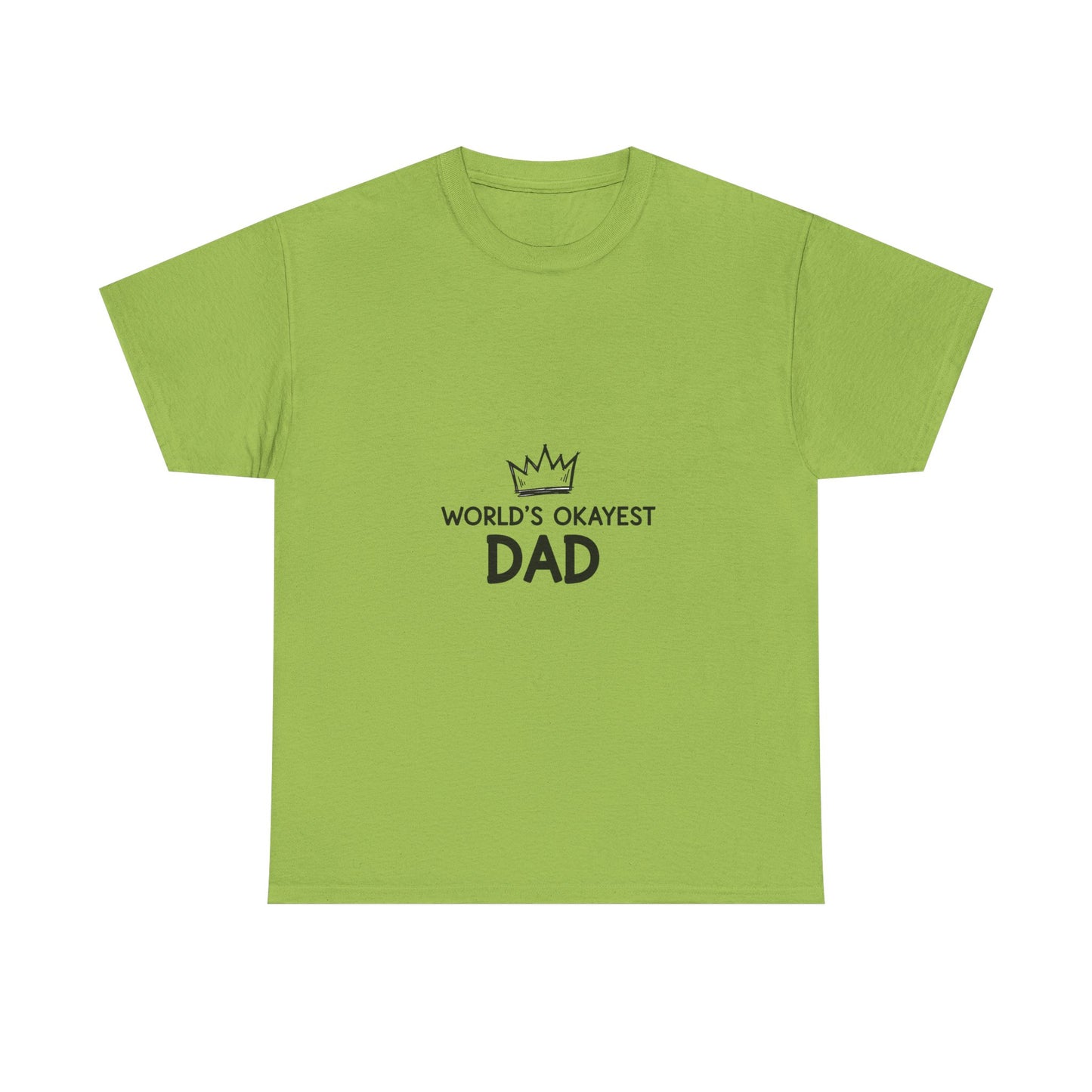World's Okayest Dad Unisex Heavy Cotton Tee, Funny Father's Day Gift, Relaxed Fit T-Shirt, Dad Humor Shirt, Casual Everyday Wear