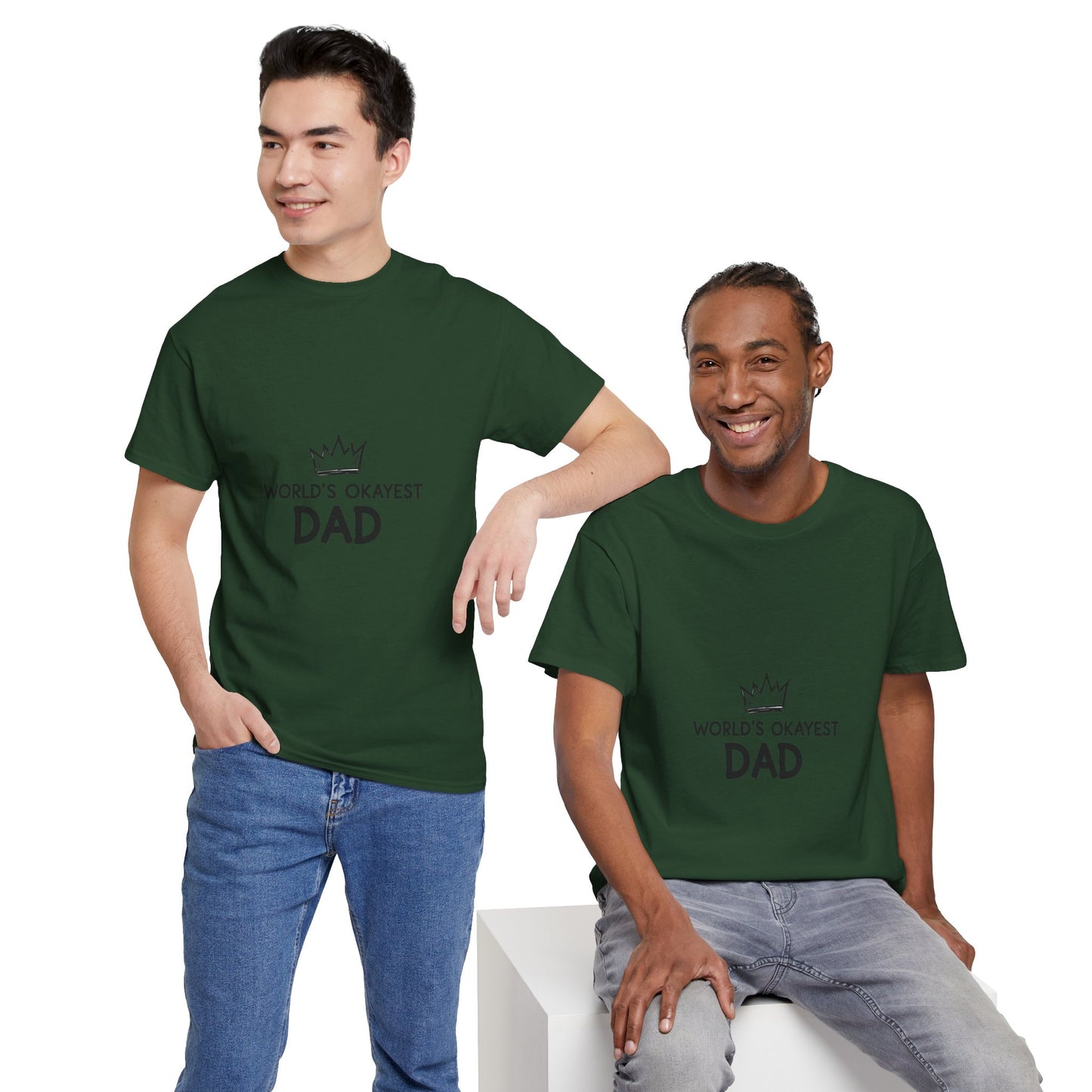 World's Okayest Dad Unisex Heavy Cotton Tee, Funny Father's Day Gift, Relaxed Fit T-Shirt, Dad Humor Shirt, Casual Everyday Wear