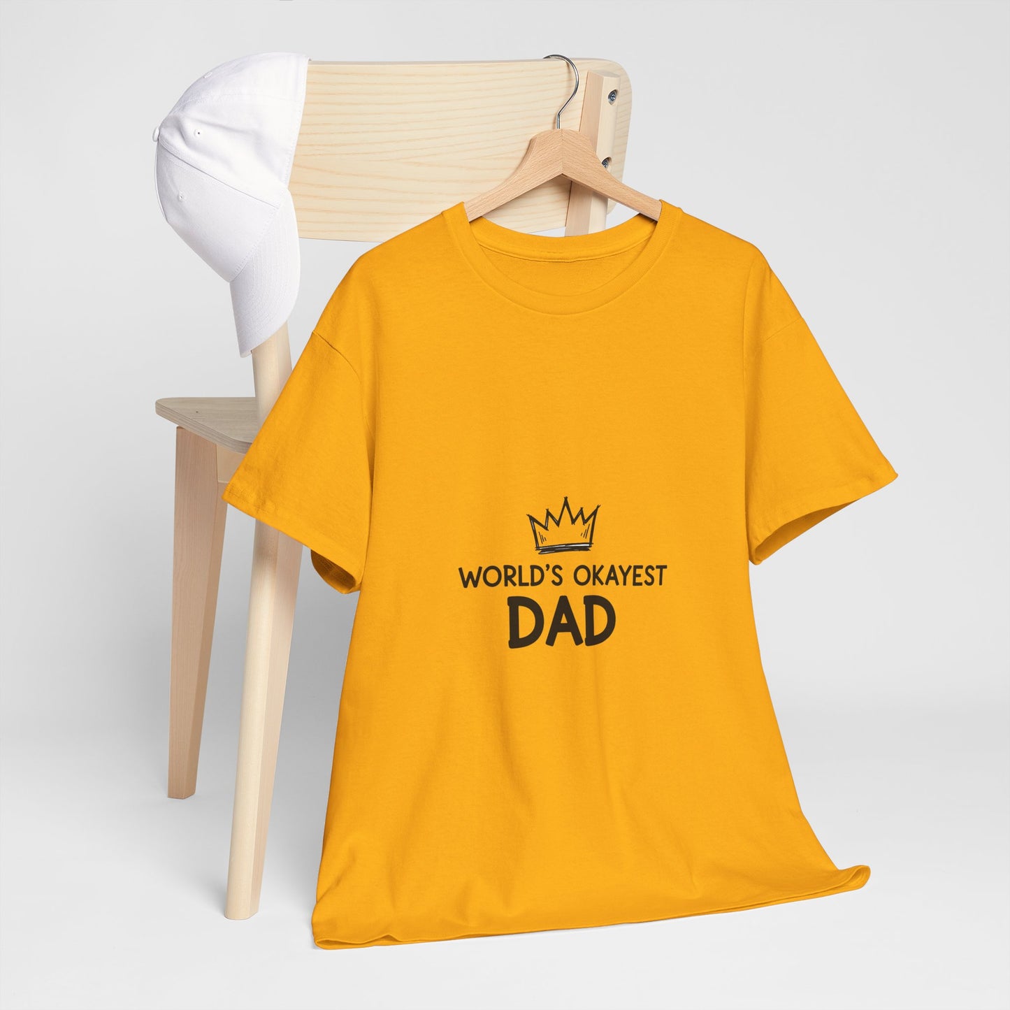 World's Okayest Dad Unisex Heavy Cotton Tee, Funny Father's Day Gift, Relaxed Fit T-Shirt, Dad Humor Shirt, Casual Everyday Wear