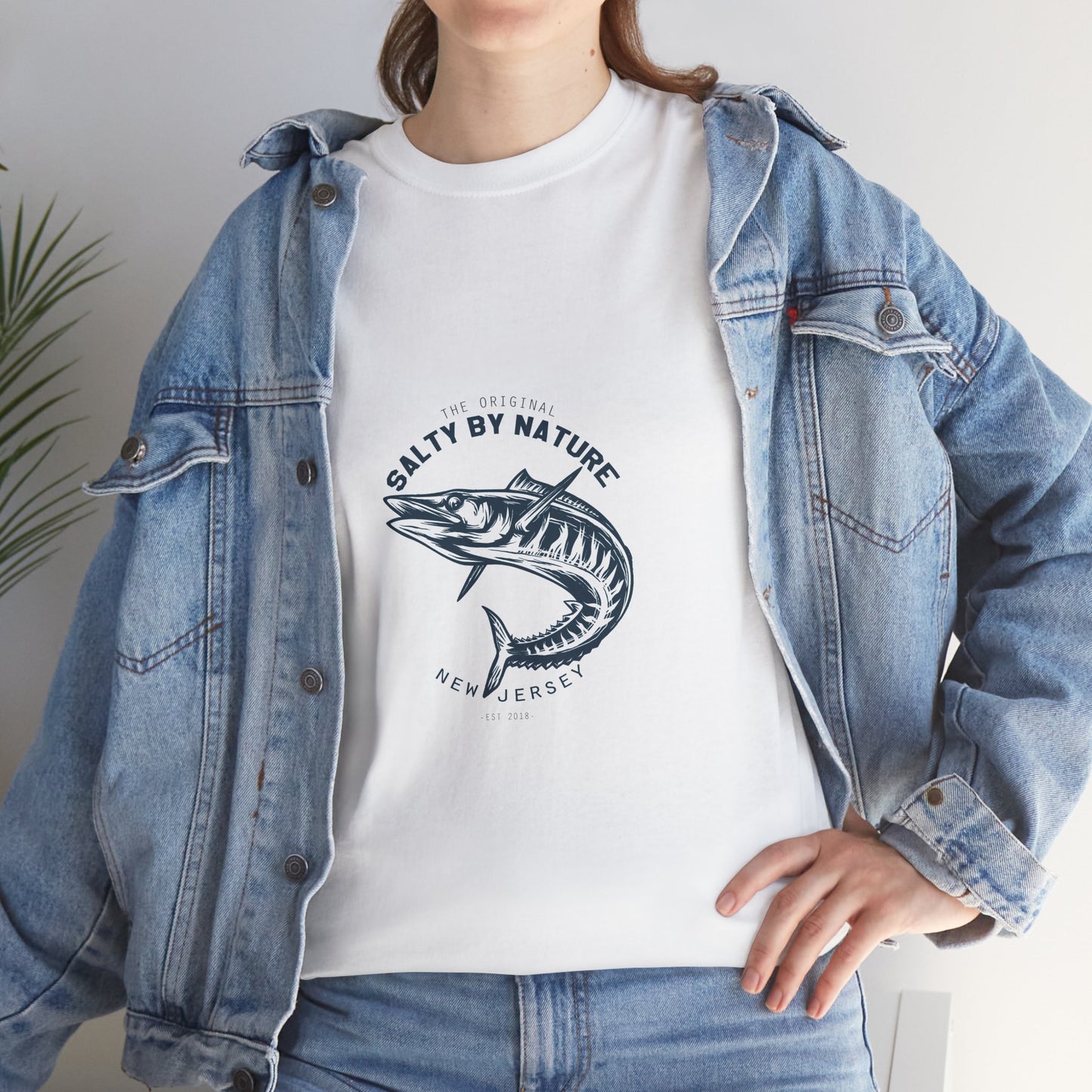 Salty By Nature Unisex Heavy Cotton Tee, Fishing Lover Gift, Outdoor Enthusiast Shirt, Summer Casual Wear, Beach Day Outfit