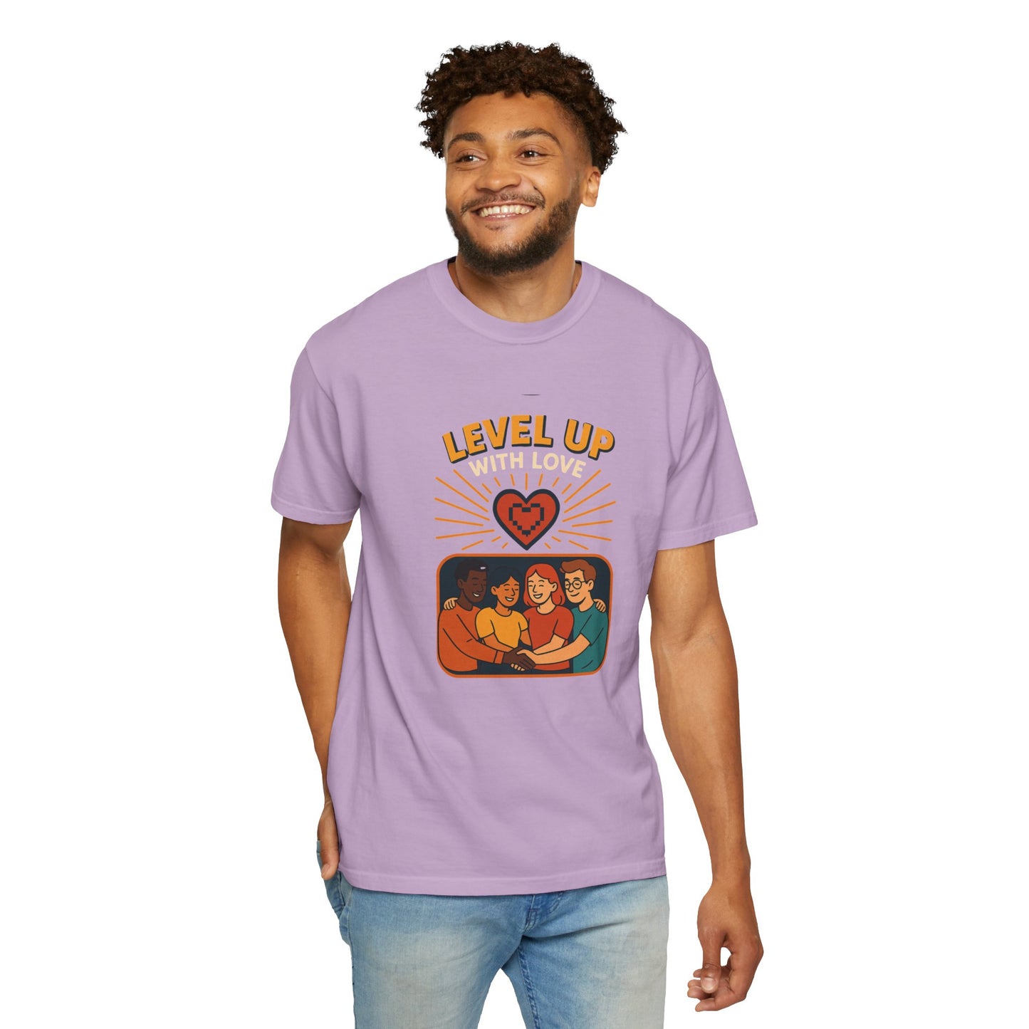 Level Up With Love T-Shirt, Vintage Style Tee, Unisex Casual Wear, Perfect Gift for Friends, Everyday Comfort Shirt