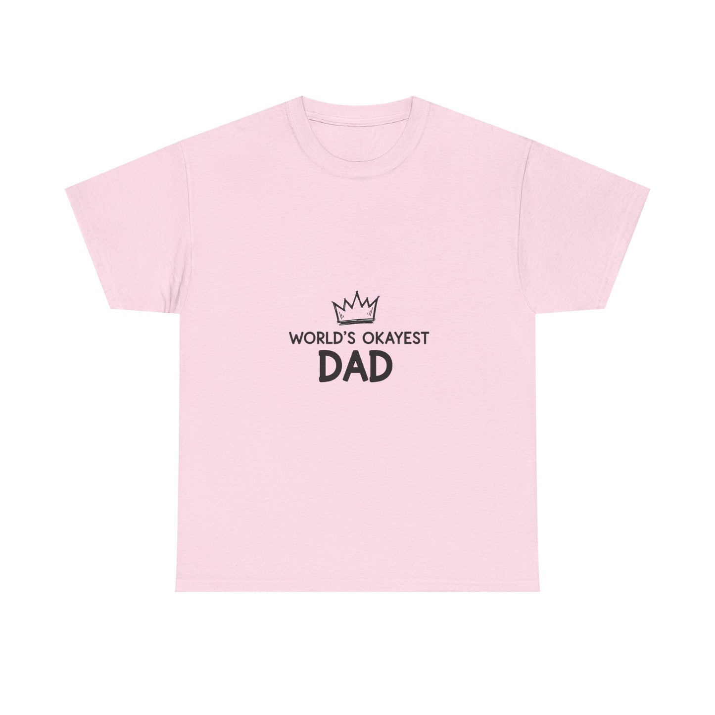 World's Okayest Dad Unisex Heavy Cotton Tee, Funny Father's Day Gift, Relaxed Fit T-Shirt, Dad Humor Shirt, Casual Everyday Wear