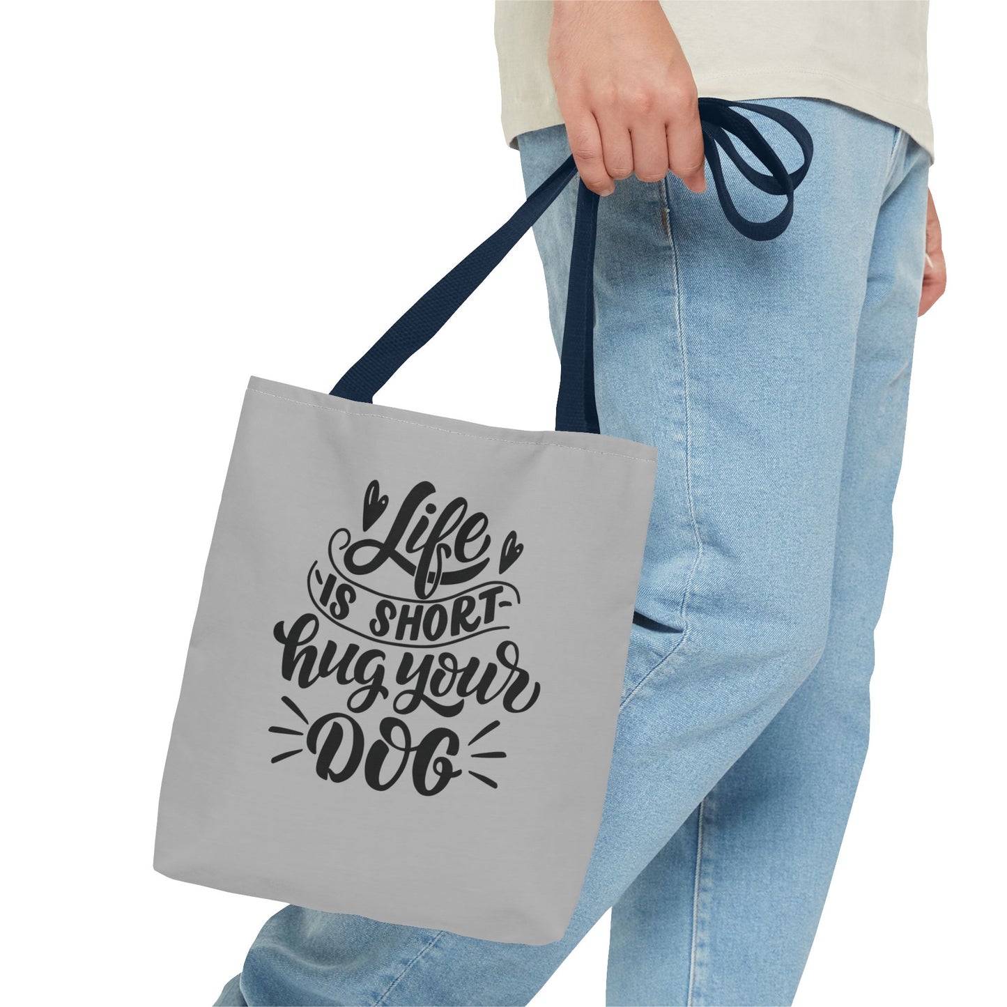 Cute Dog Lover Tote Bag - Life is Short, Hug Your Dog | Pet Owner Gift, Dog Mom Tote, Inspirational Eco-Friendly Bag