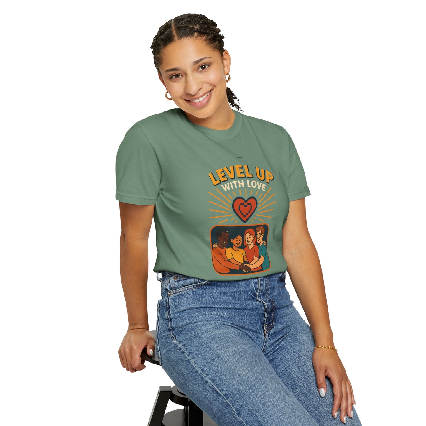 Level Up With Love T-Shirt, Vintage Style Tee, Unisex Casual Wear, Perfect Gift for Friends, Everyday Comfort Shirt