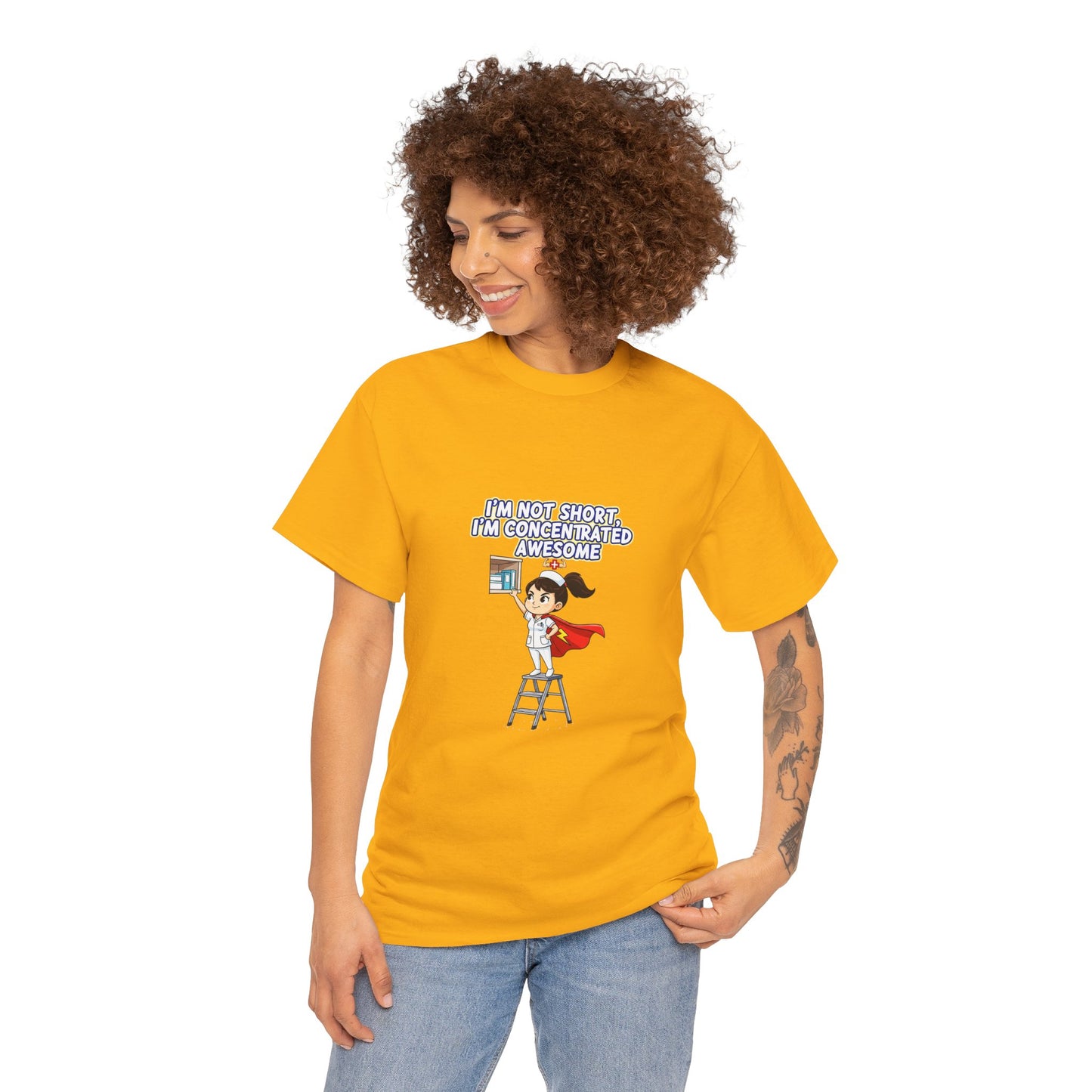 Superhero Motivation Tee - I'm Not Short, I'm Concentrated Awesome! | Unisex Heavy Cotton Shirt, Gift for Nurses, Daily Wear
