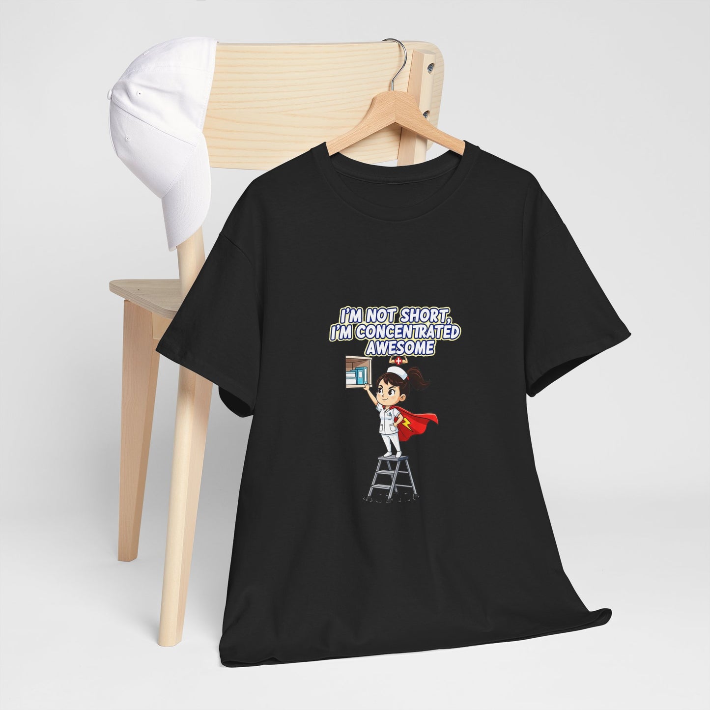 Superhero Motivation Tee - I'm Not Short, I'm Concentrated Awesome! | Unisex Heavy Cotton Shirt, Gift for Nurses, Daily Wear