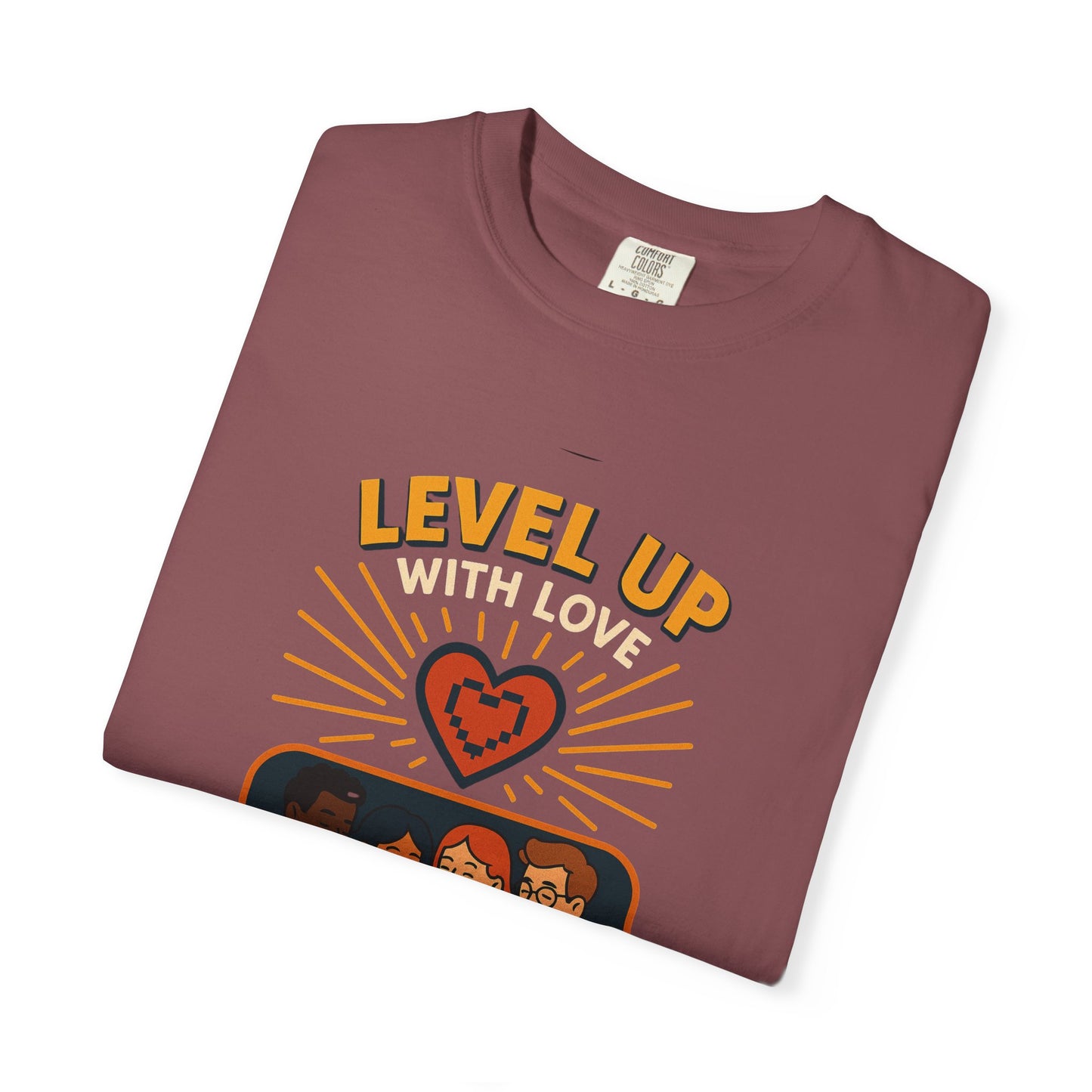 Level Up With Love T-Shirt, Vintage Style Tee, Unisex Casual Wear, Perfect Gift for Friends, Everyday Comfort Shirt