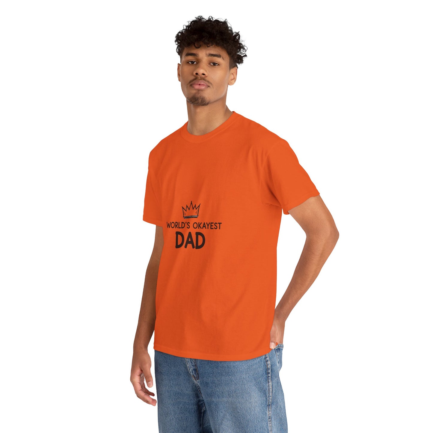 World's Okayest Dad Unisex Heavy Cotton Tee, Funny Father's Day Gift, Relaxed Fit T-Shirt, Dad Humor Shirt, Casual Everyday Wear