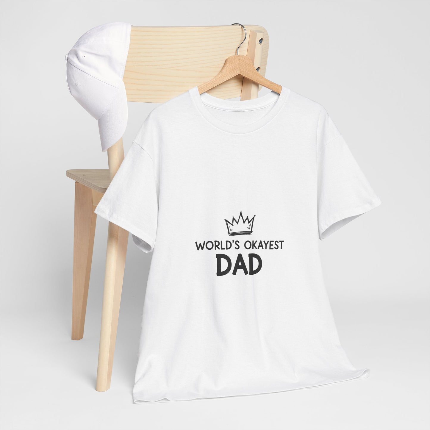 World's Okayest Dad Unisex Heavy Cotton Tee, Funny Father's Day Gift, Relaxed Fit T-Shirt, Dad Humor Shirt, Casual Everyday Wear