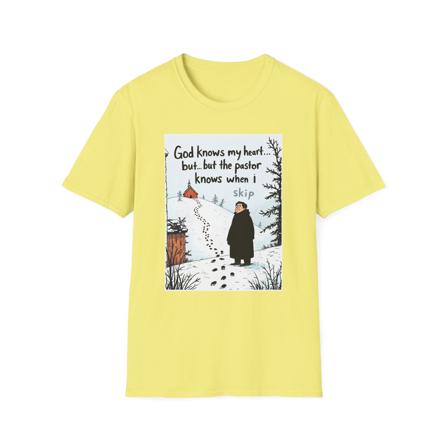 Funny Pastor T-Shirt, Cute Christian Shirt, Winter Humor Tee, Gift for Faith, Softstyle Unisex Top, Holiday Apparel