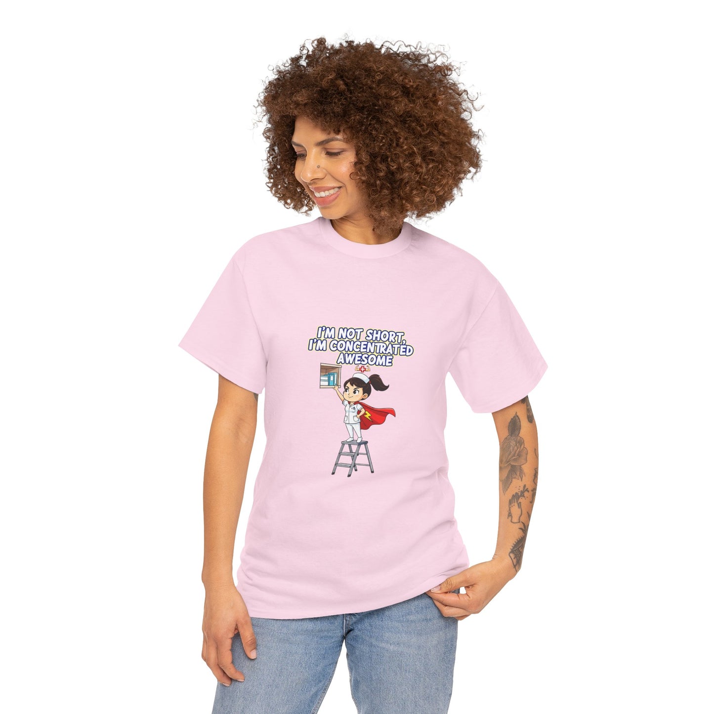 Superhero Motivation Tee - I'm Not Short, I'm Concentrated Awesome! | Unisex Heavy Cotton Shirt, Gift for Nurses, Daily Wear