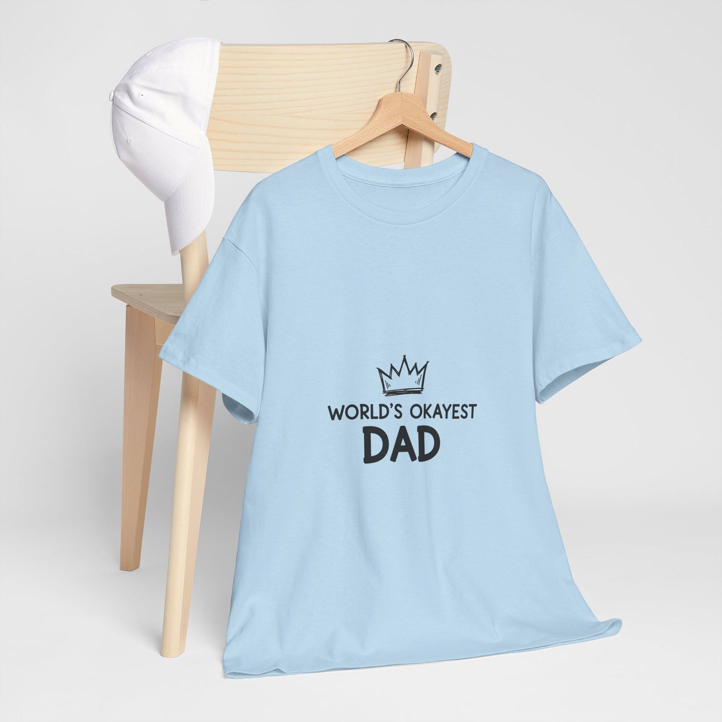 World's Okayest Dad Unisex Heavy Cotton Tee, Funny Father's Day Gift, Relaxed Fit T-Shirt, Dad Humor Shirt, Casual Everyday Wear