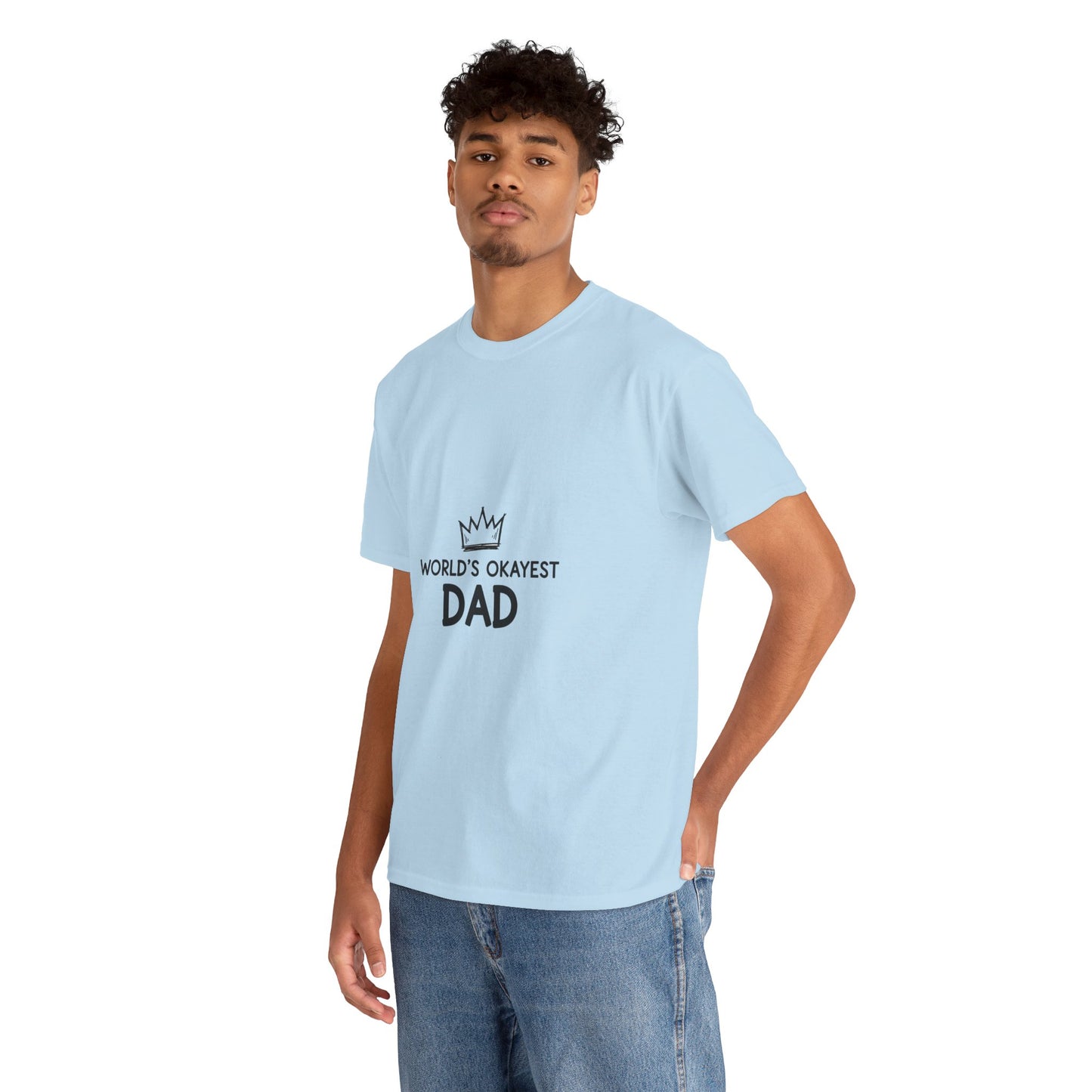 World's Okayest Dad Unisex Heavy Cotton Tee, Funny Father's Day Gift, Relaxed Fit T-Shirt, Dad Humor Shirt, Casual Everyday Wear
