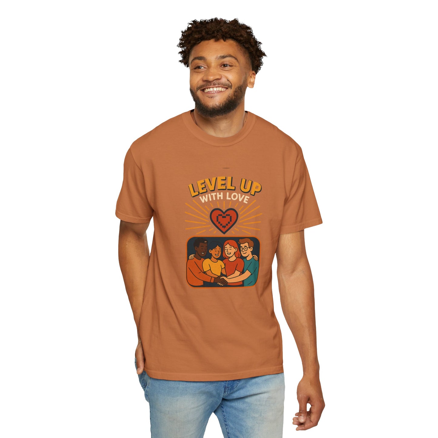 Level Up With Love T-Shirt, Vintage Style Tee, Unisex Casual Wear, Perfect Gift for Friends, Everyday Comfort Shirt