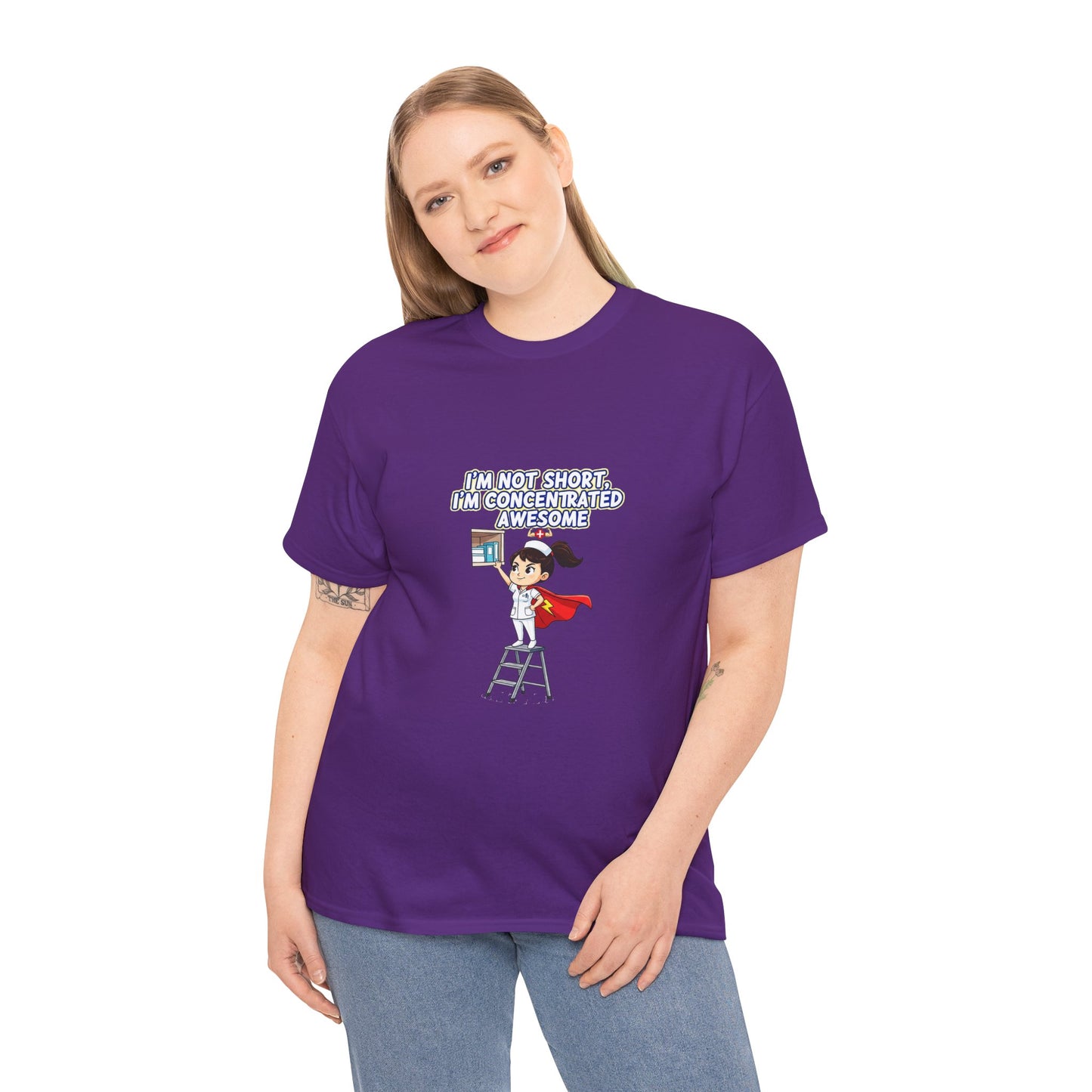 Superhero Motivation Tee - I'm Not Short, I'm Concentrated Awesome! | Unisex Heavy Cotton Shirt, Gift for Nurses, Daily Wear