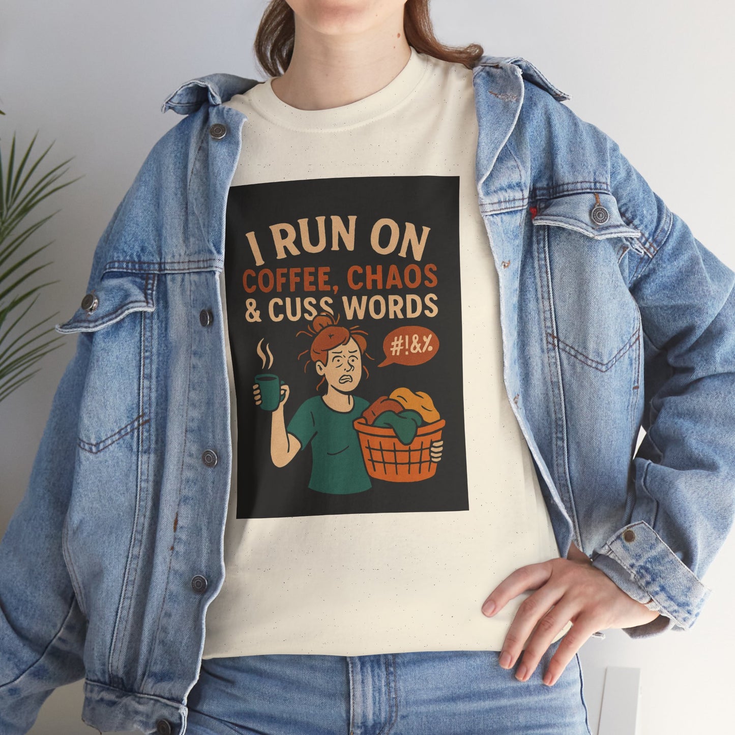 Coffee Chaos & Cuss Words Tee, Funny T-Shirt, Unisex Cotton Tee, Gift for Coffee Lovers, Casual Wear, Humor Apparel