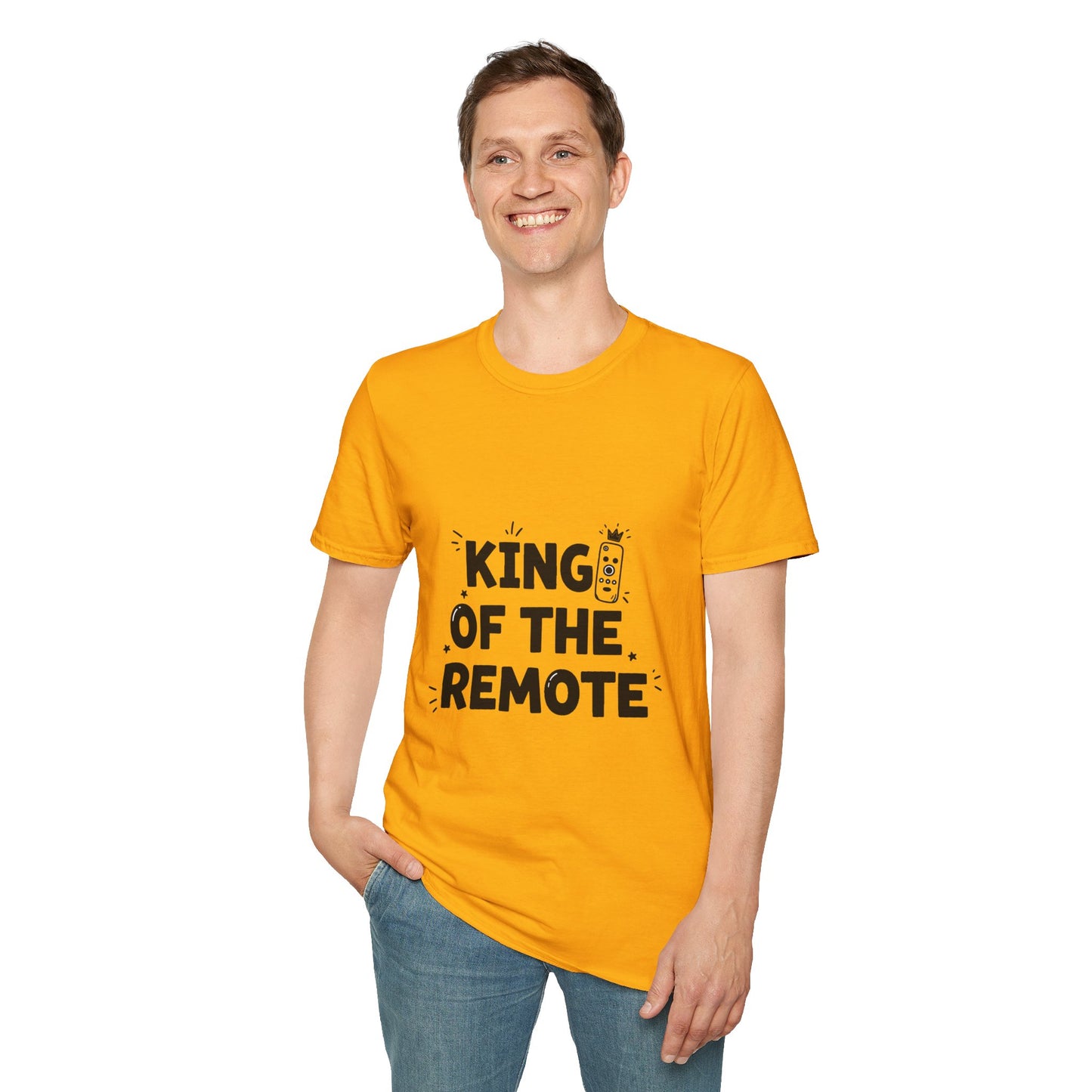 Funny King of the Remote Unisex T-Shirt | Gift for Dads, TV Lovers, Birthday Celebration, Relaxed Fit, Casual Wear