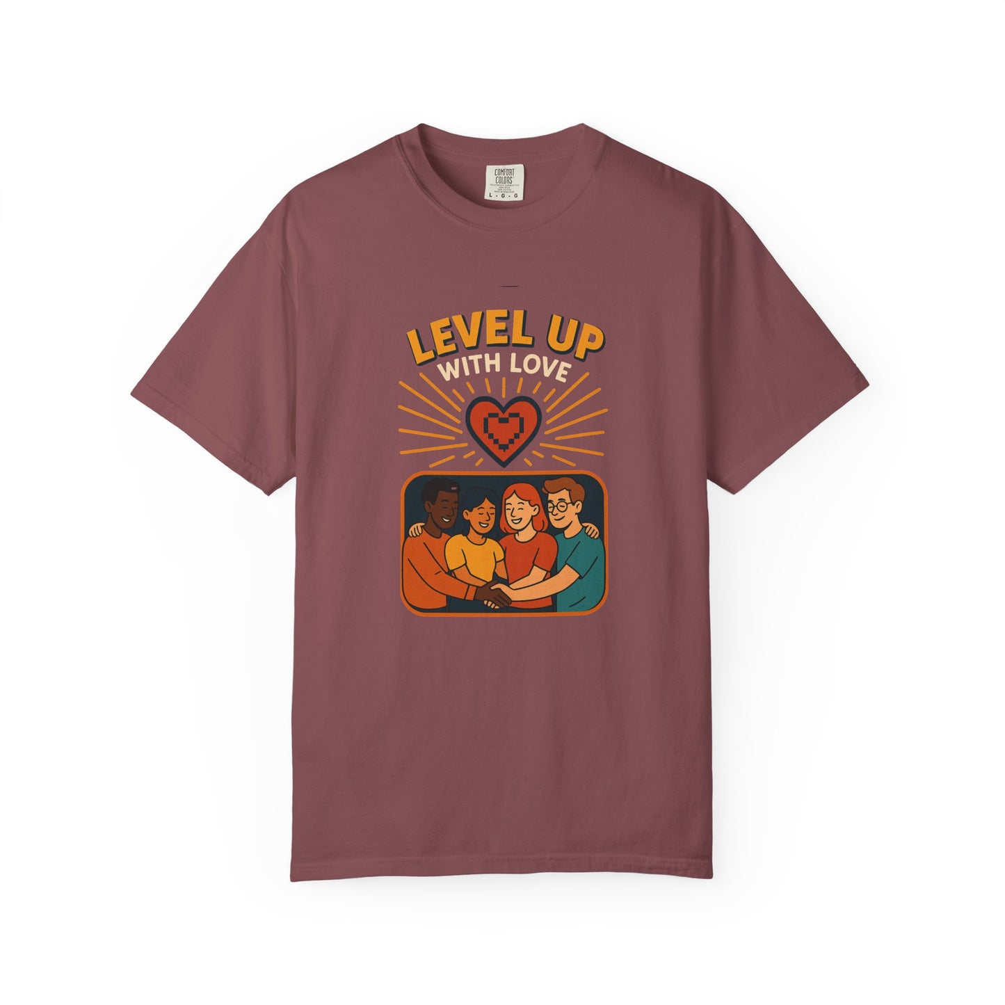 Level Up With Love T-Shirt, Vintage Style Tee, Unisex Casual Wear, Perfect Gift for Friends, Everyday Comfort Shirt