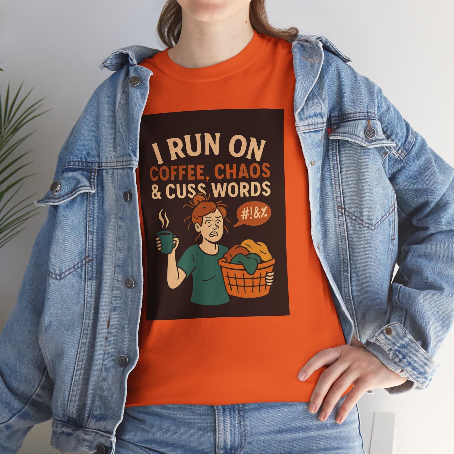 Coffee Chaos & Cuss Words Tee, Funny T-Shirt, Unisex Cotton Tee, Gift for Coffee Lovers, Casual Wear, Humor Apparel