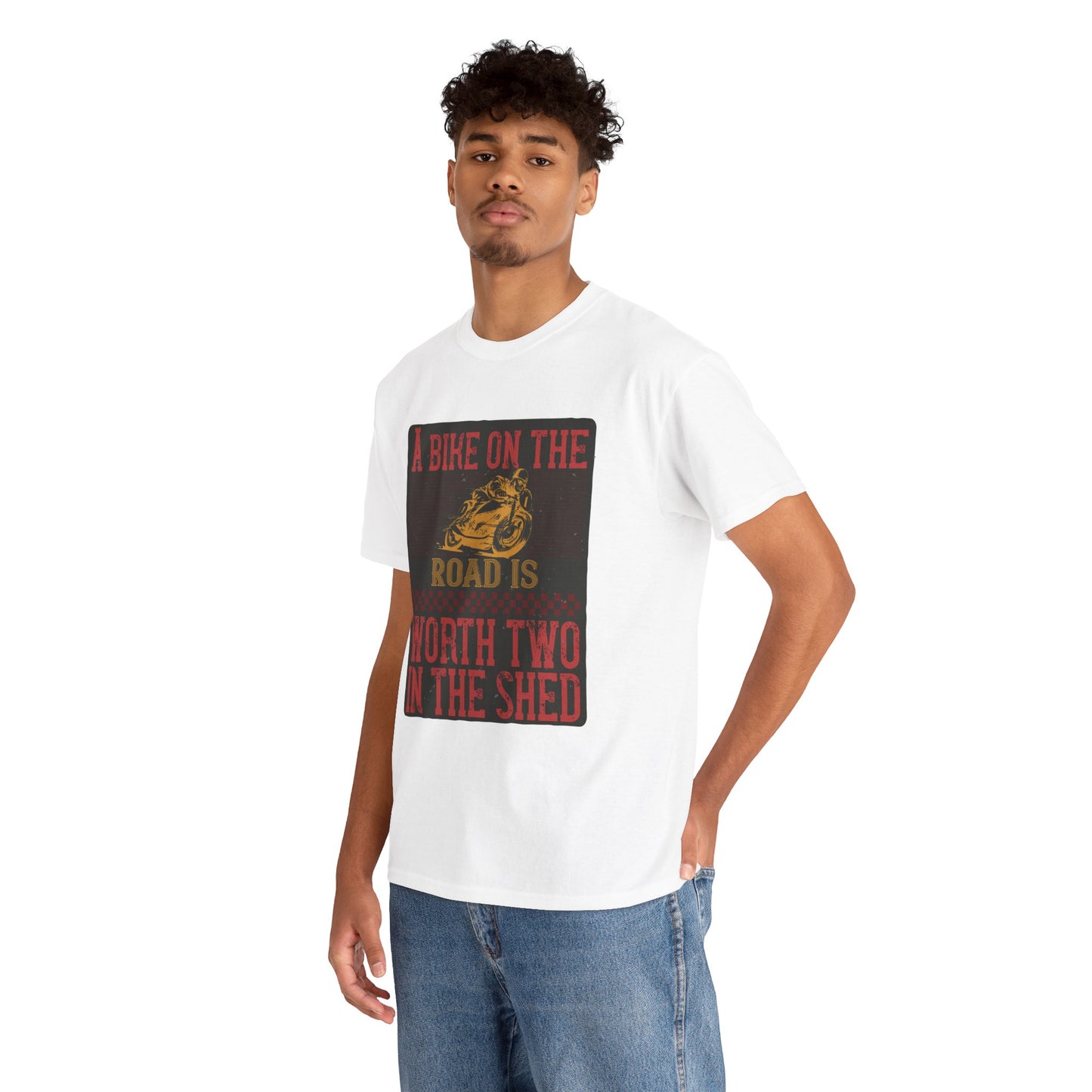 Adventure Awaits Biker Unisex Heavy Cotton Tee – Perfect for Bikers, Cyclists, Outdoor Lovers, Gifts, Casual Wear, Bike Enthusiasts
