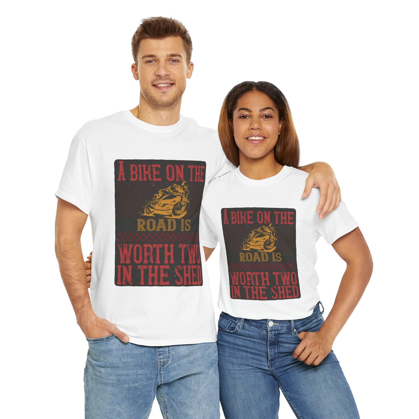 Adventure Awaits Biker Unisex Heavy Cotton Tee – Perfect for Bikers, Cyclists, Outdoor Lovers, Gifts, Casual Wear, Bike Enthusiasts