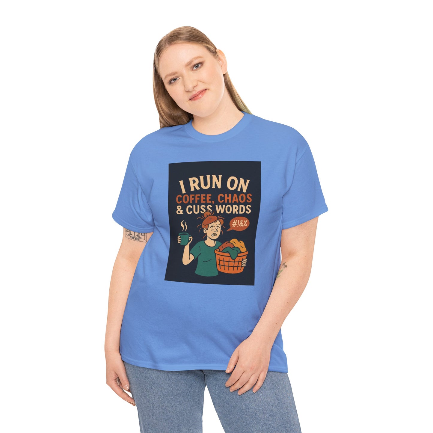 Coffee Chaos & Cuss Words Tee, Funny T-Shirt, Unisex Cotton Tee, Gift for Coffee Lovers, Casual Wear, Humor Apparel