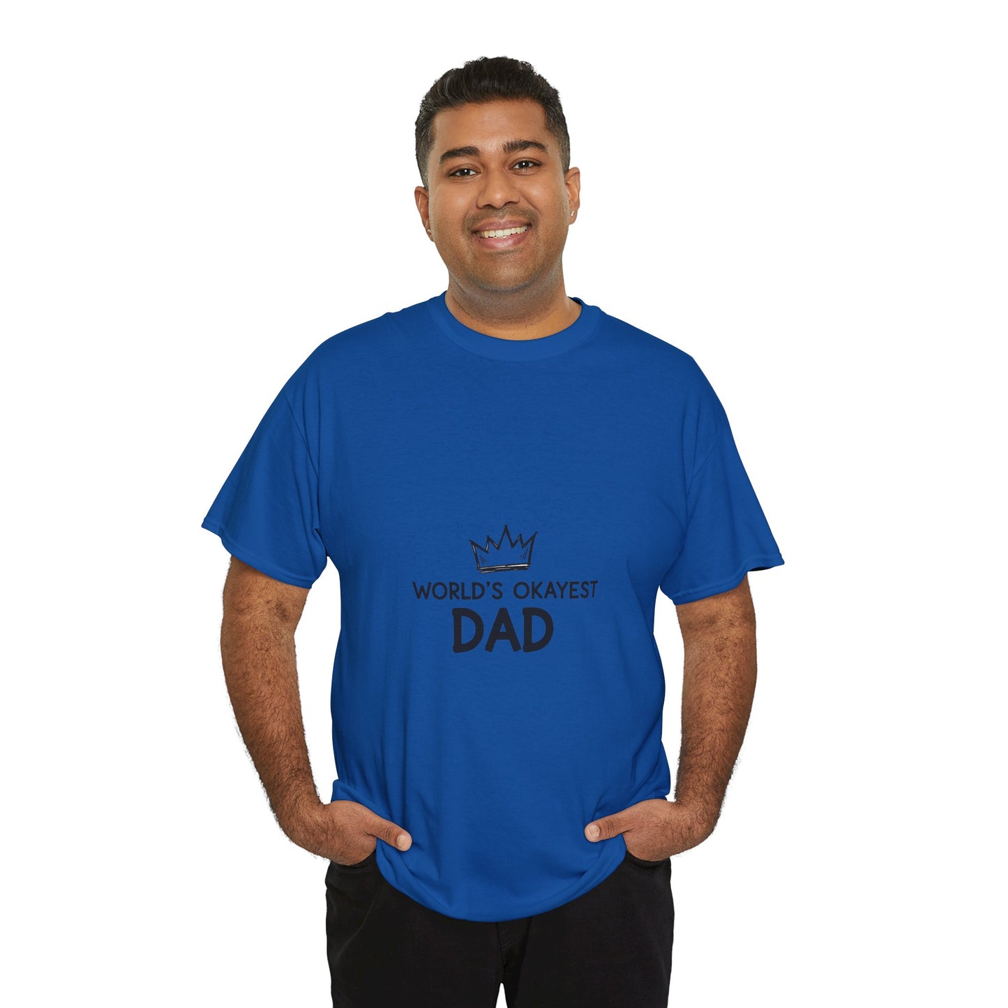 World's Okayest Dad Unisex Heavy Cotton Tee, Funny Father's Day Gift, Relaxed Fit T-Shirt, Dad Humor Shirt, Casual Everyday Wear