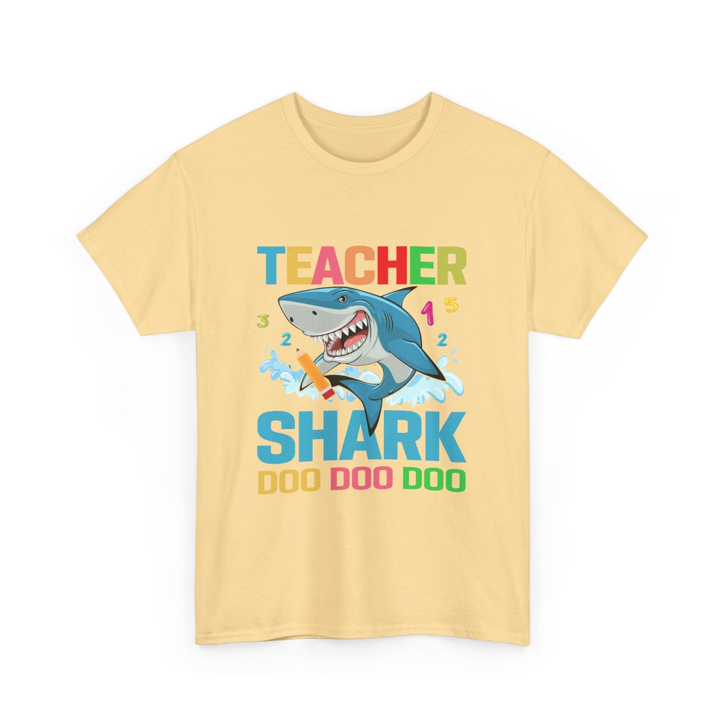 Teacher Shark Unisex Heavy Cotton Tee - Fun Gift for Educators, Back to School, Teacher Appreciation, Shark Lover, Graphic Tee