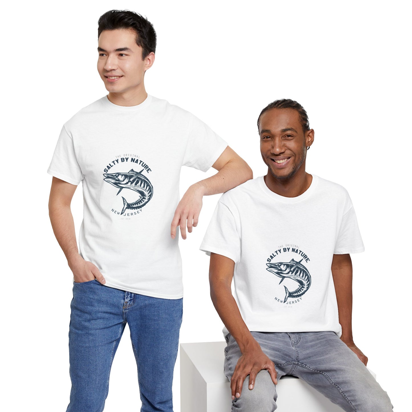 Salty By Nature Unisex Heavy Cotton Tee, Fishing Lover Gift, Outdoor Enthusiast Shirt, Summer Casual Wear, Beach Day Outfit