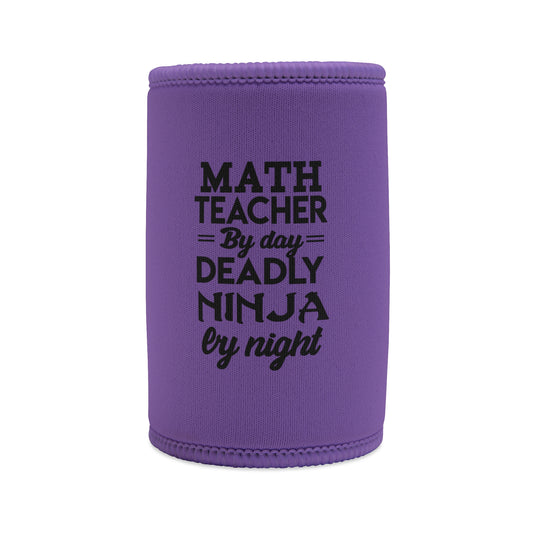Math Teacher Stubby Cooler, Cute Teacher Gift, Funny Drink Holder, Purple Insulated Can Sleeve, Back to School Accessory