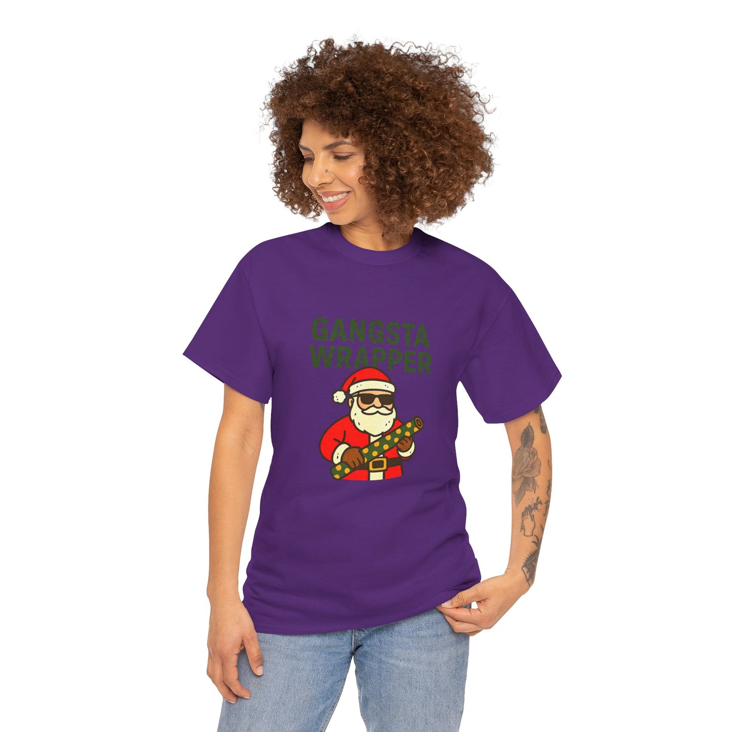 Gangsta Wrapper Unisex Cotton Tee - Fun Holiday T-Shirt for Christmas Celebrations