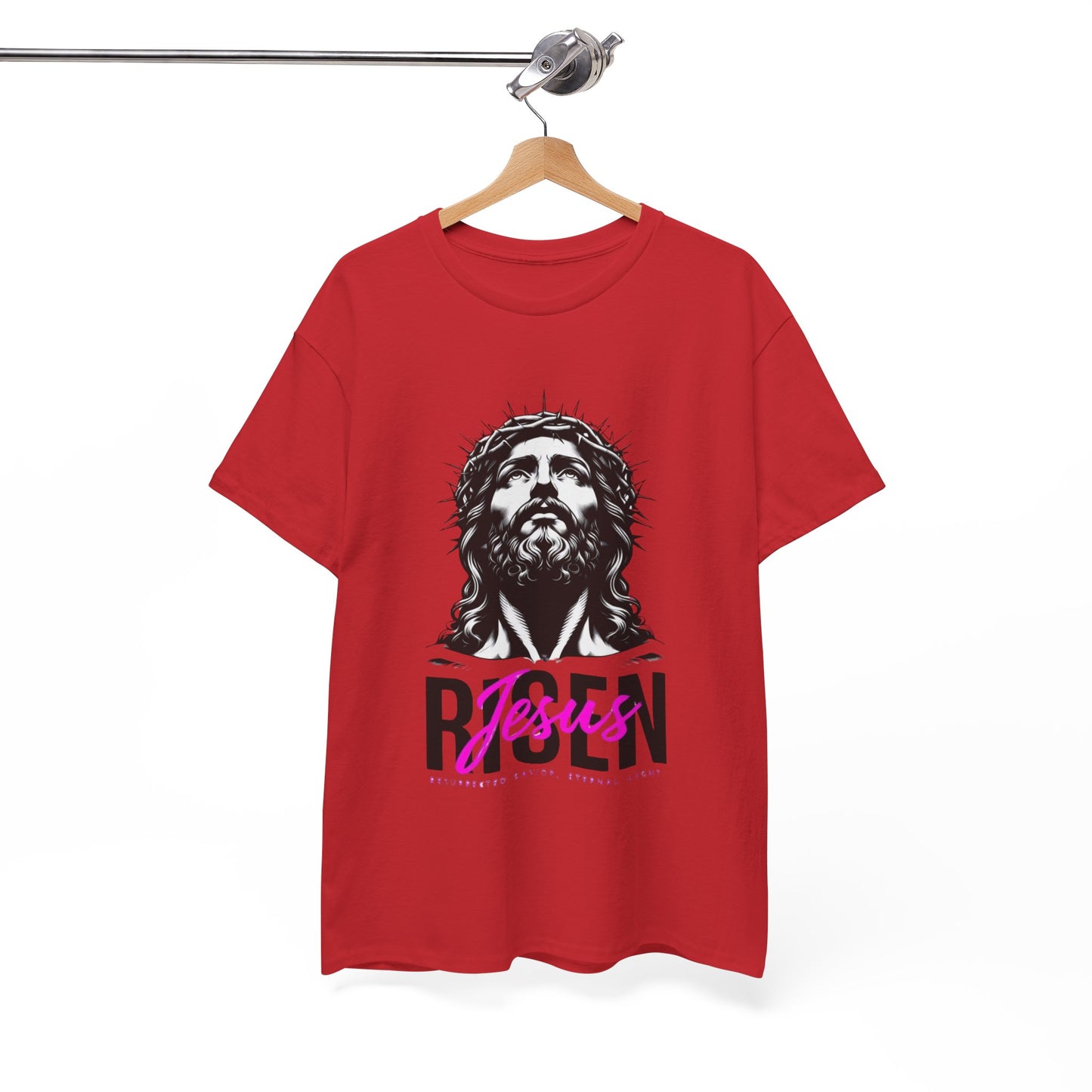 Jesus Risen Graphic Tee, Christian T-Shirt, Religious Apparel, Inspirational Cotton Shirt, Faith-Based Gift