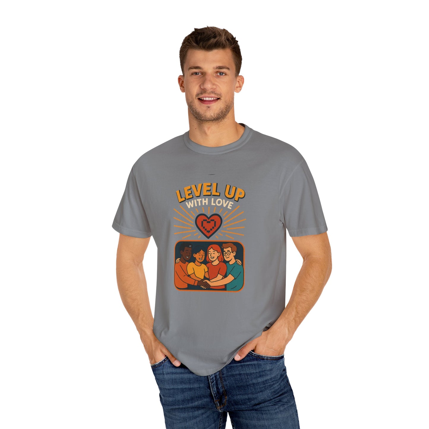 Level Up With Love T-Shirt, Vintage Style Tee, Unisex Casual Wear, Perfect Gift for Friends, Everyday Comfort Shirt
