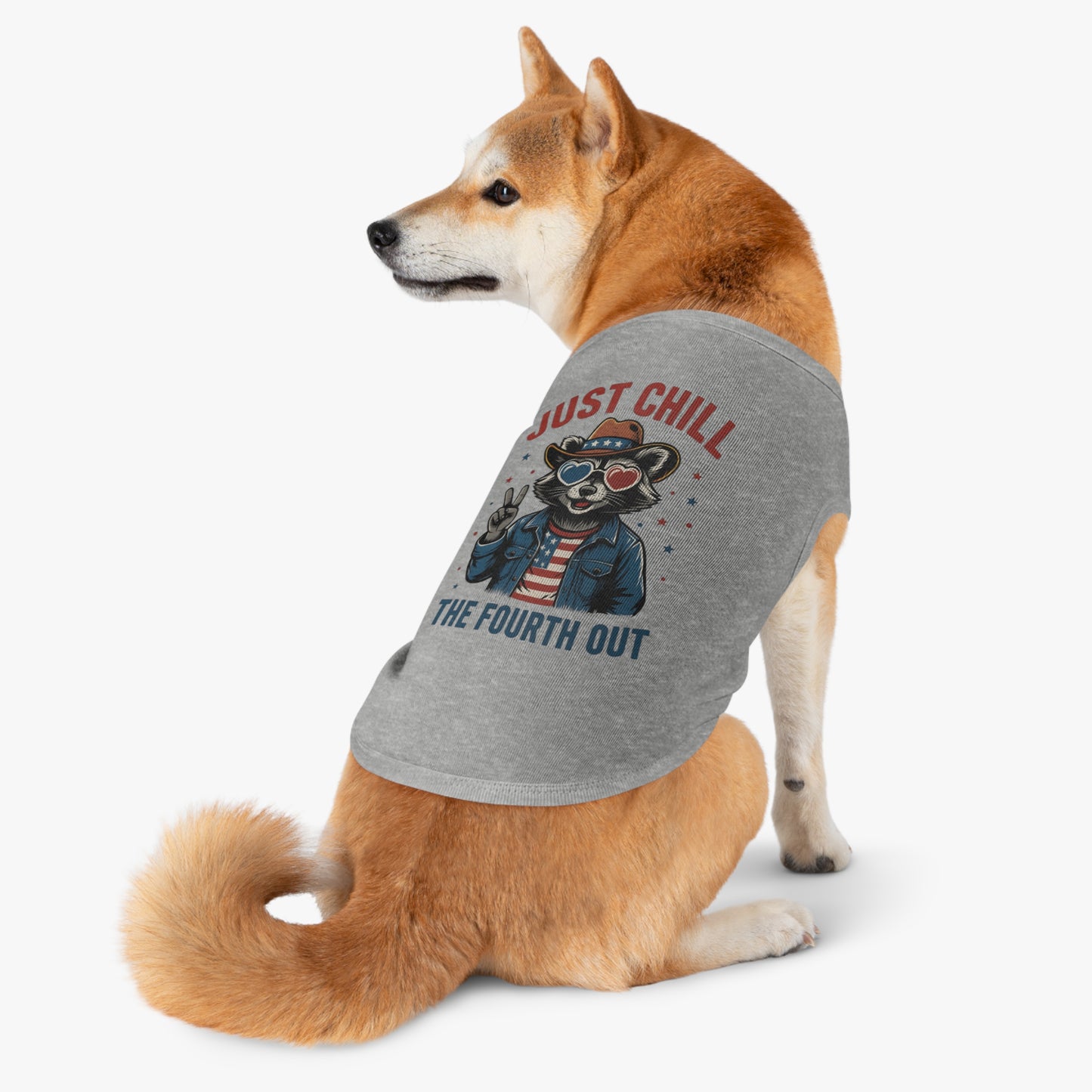 Patriotic Pet Tank Top - Just Chill Fourth of July Dog Shirt, Summer Pet Apparel, Dog Outfit, Holiday Gift for Pets