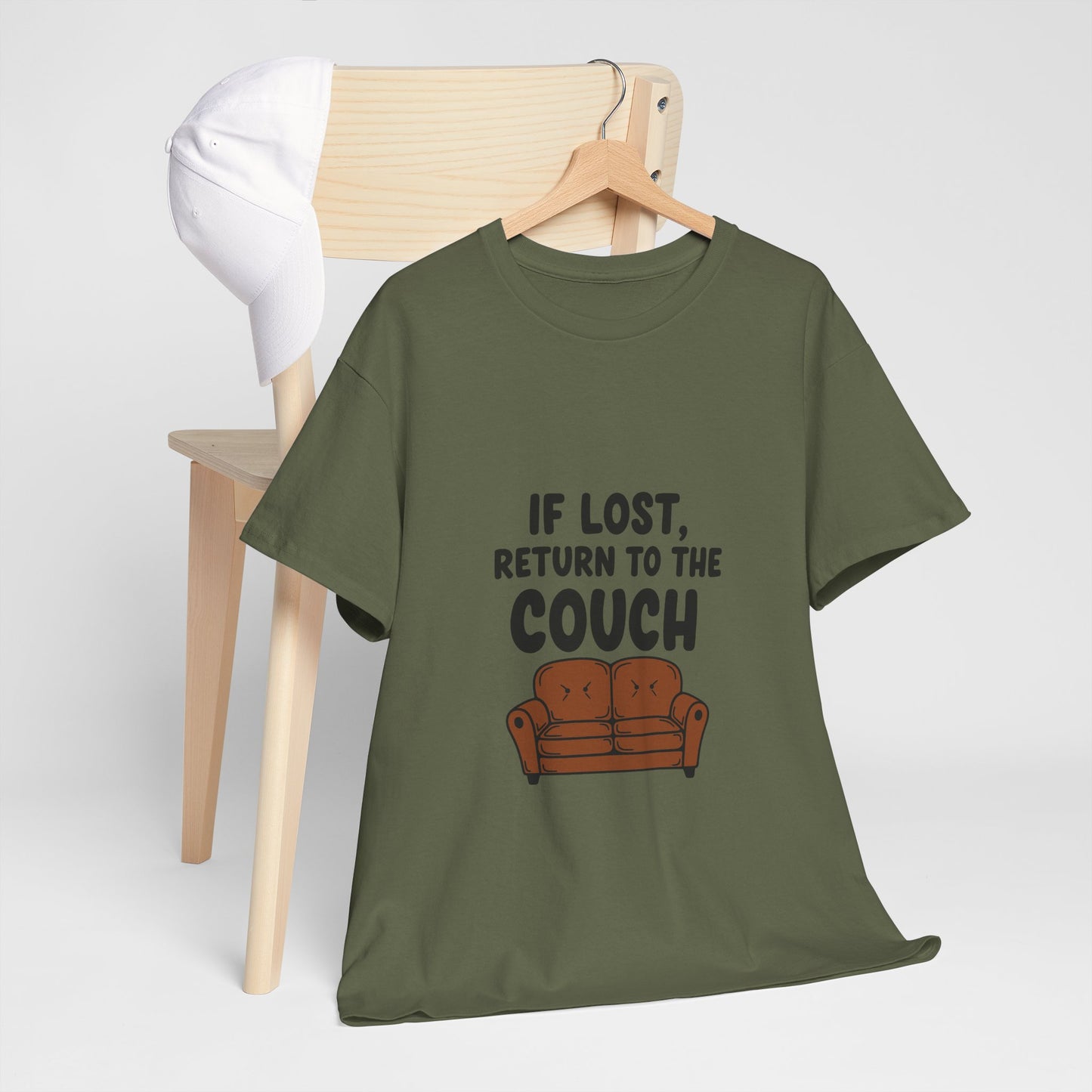 Funny Couch Tee, Unisex Heavy Cotton Tee, Comfort Shirt for Homebodies, Perfect Gift for Couch Lovers, Casual Wear, Quirky Shirt