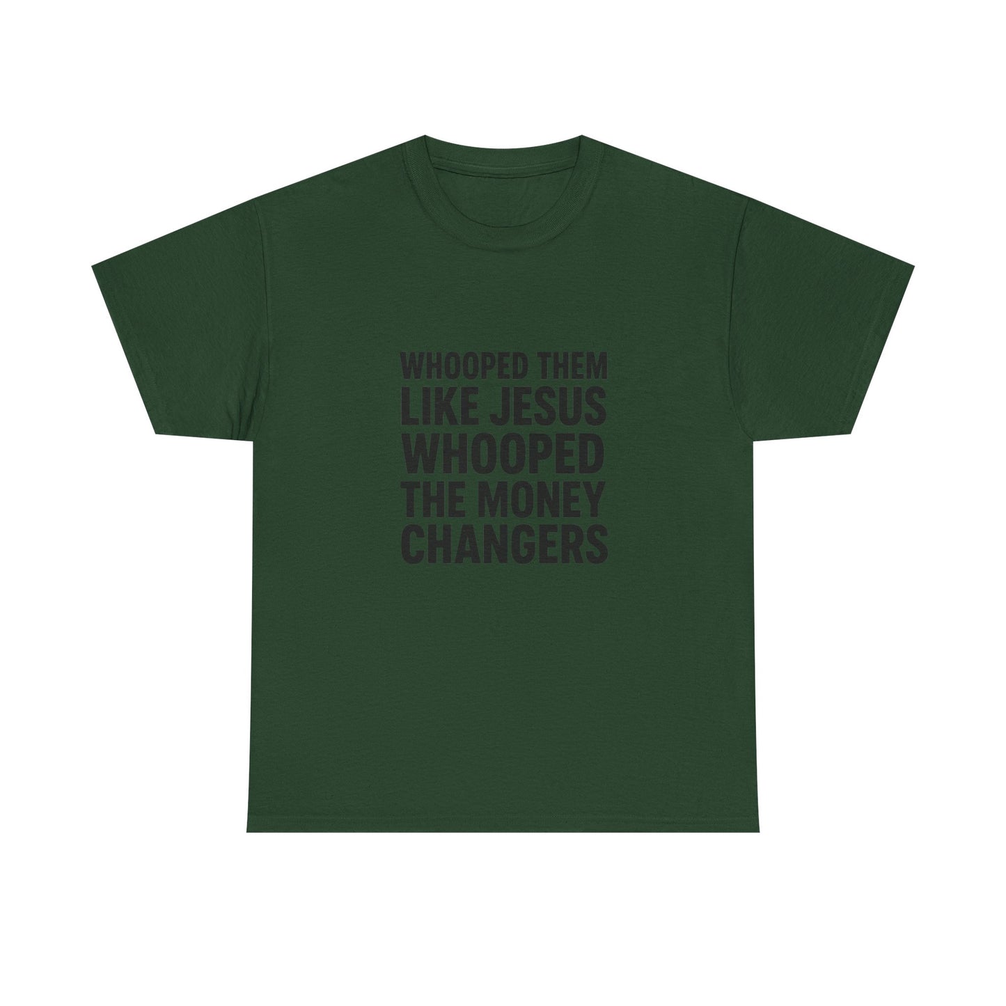 Biblical Humor Tee: Whooped Them Like Jesus - Funny Unisex Cotton T-Shirt for Bible Lovers, Gifts, Easter, Church Events, Casual Wear