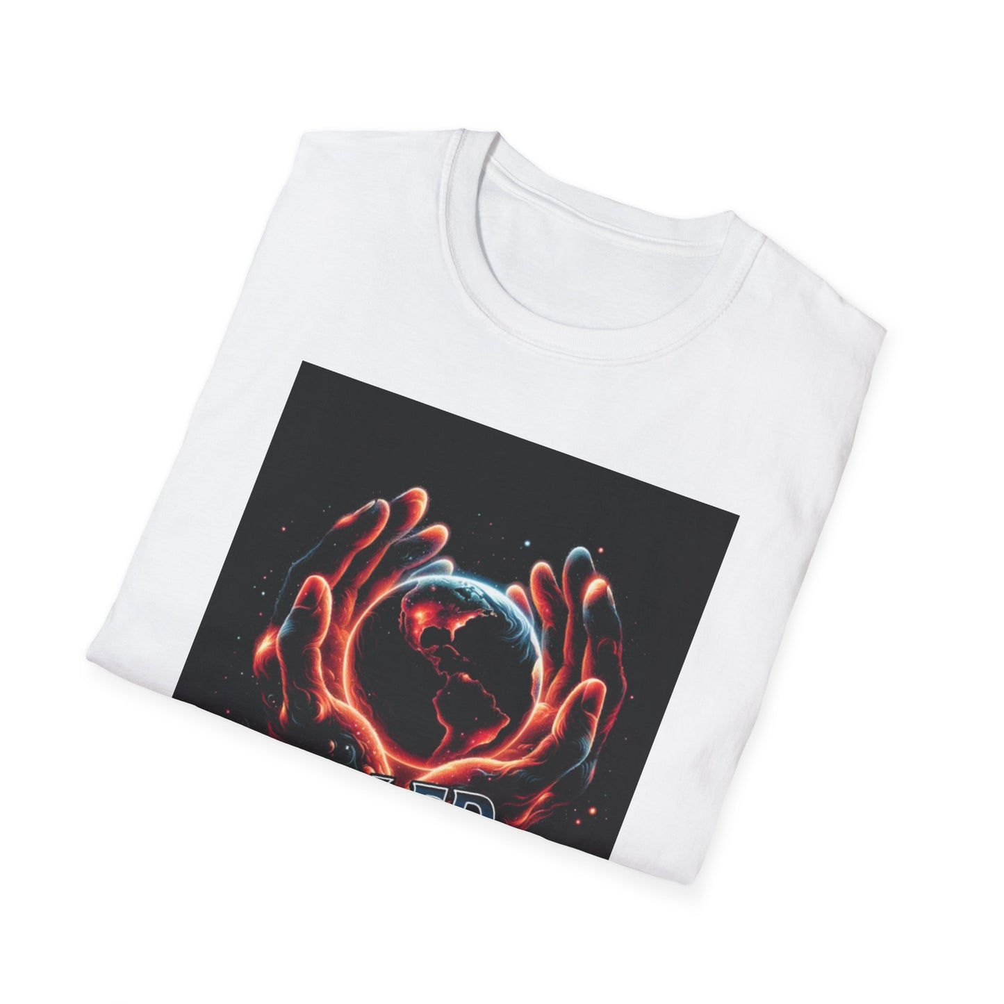 Cradled by Infinity T-Shirt, Cosmic Graphic Tee, Unisex Softstyle Shirt, Gift for Space Lovers, Fun Casual Wear, Summer Outfit