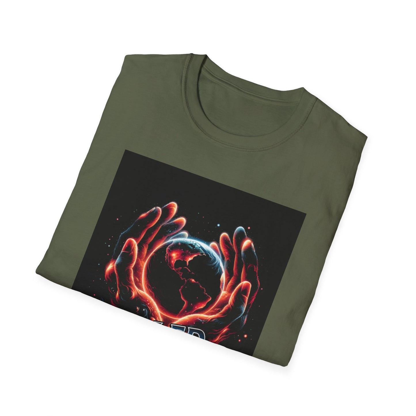 Cradled by Infinity T-Shirt, Cosmic Graphic Tee, Unisex Softstyle Shirt, Gift for Space Lovers, Fun Casual Wear, Summer Outfit