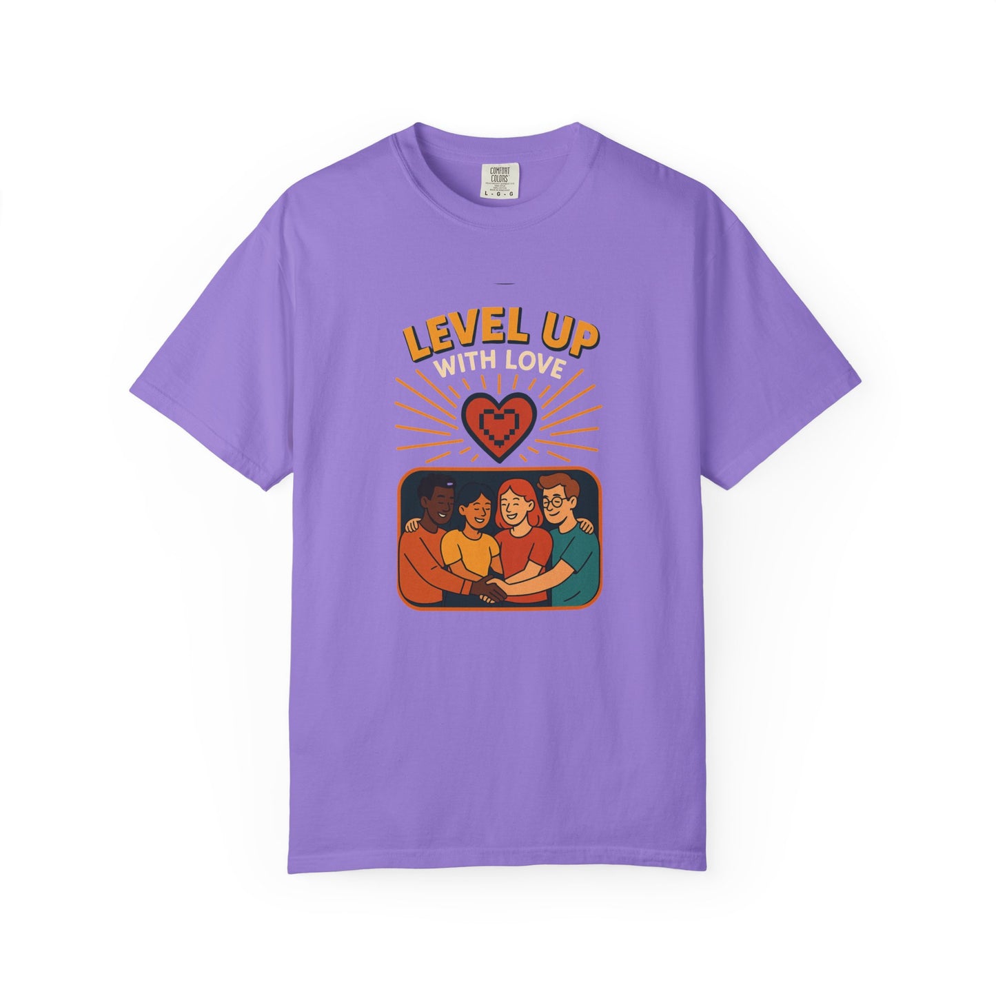 Level Up With Love T-Shirt, Vintage Style Tee, Unisex Casual Wear, Perfect Gift for Friends, Everyday Comfort Shirt